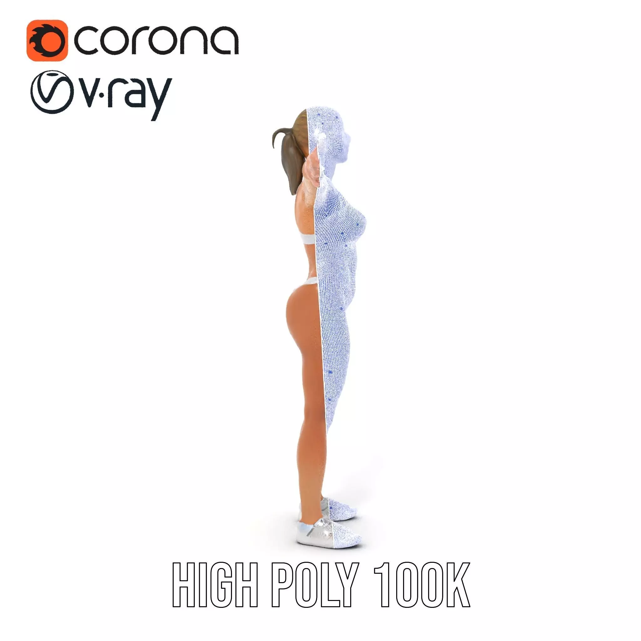 Silver Athletic Woman model pack Low-poly 3D model_32