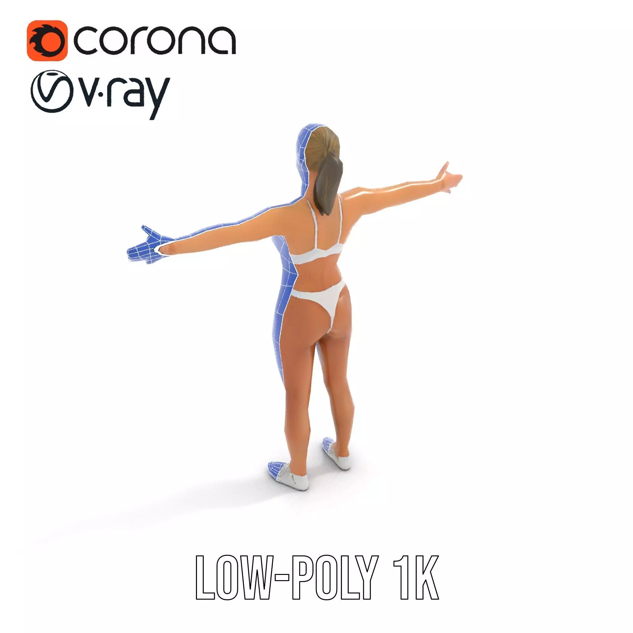 Silver Athletic Woman model pack Low-poly 3D model_25