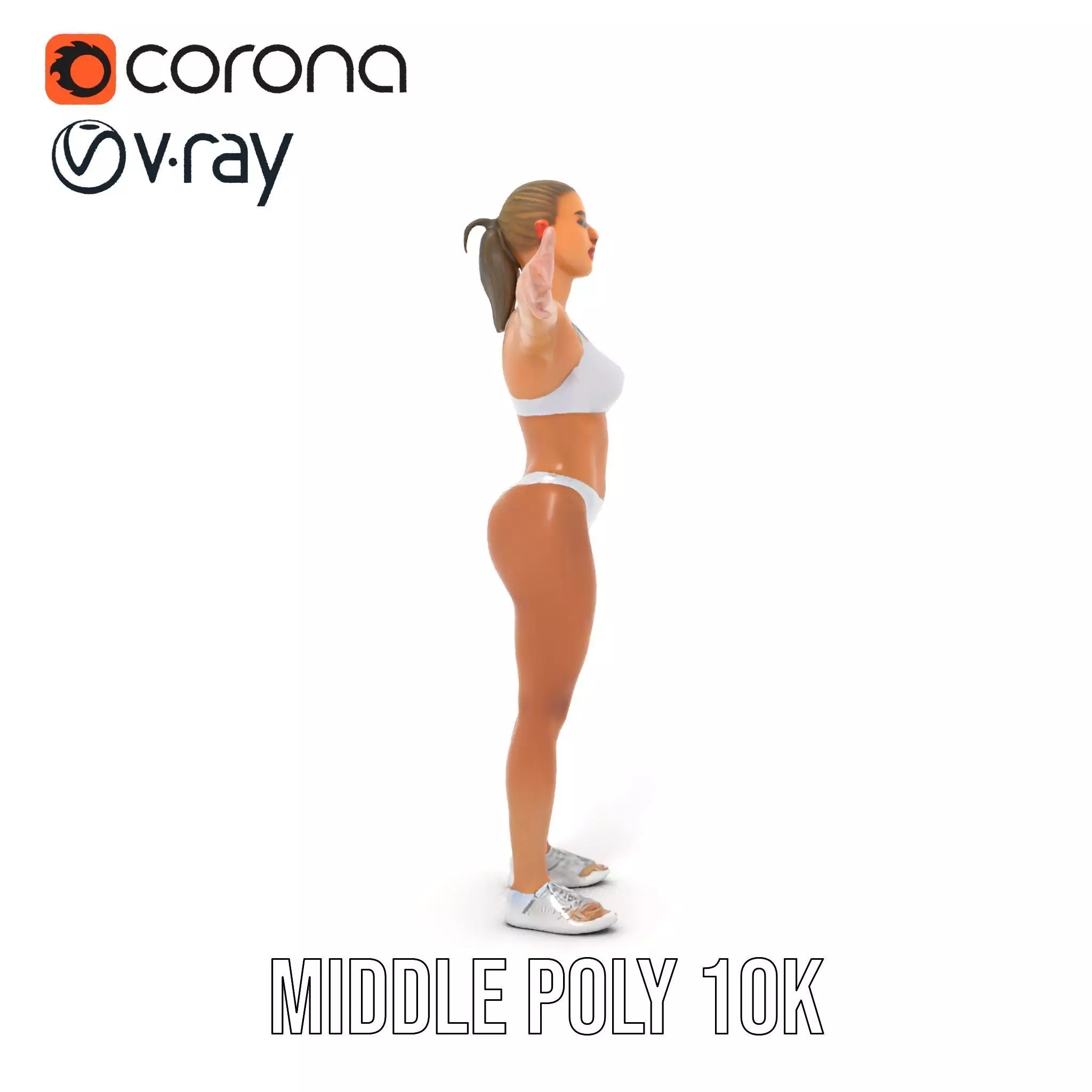 Silver Athletic Woman model pack Low-poly 3D model_10