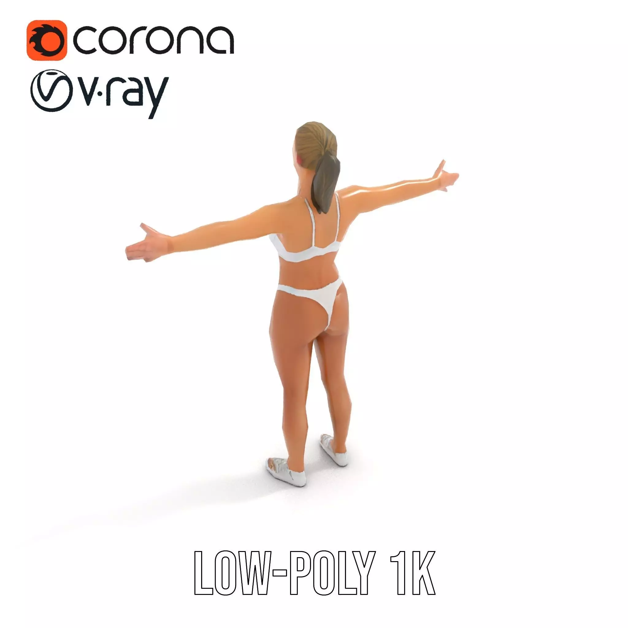 Silver Athletic Woman model pack Low-poly 3D model_14