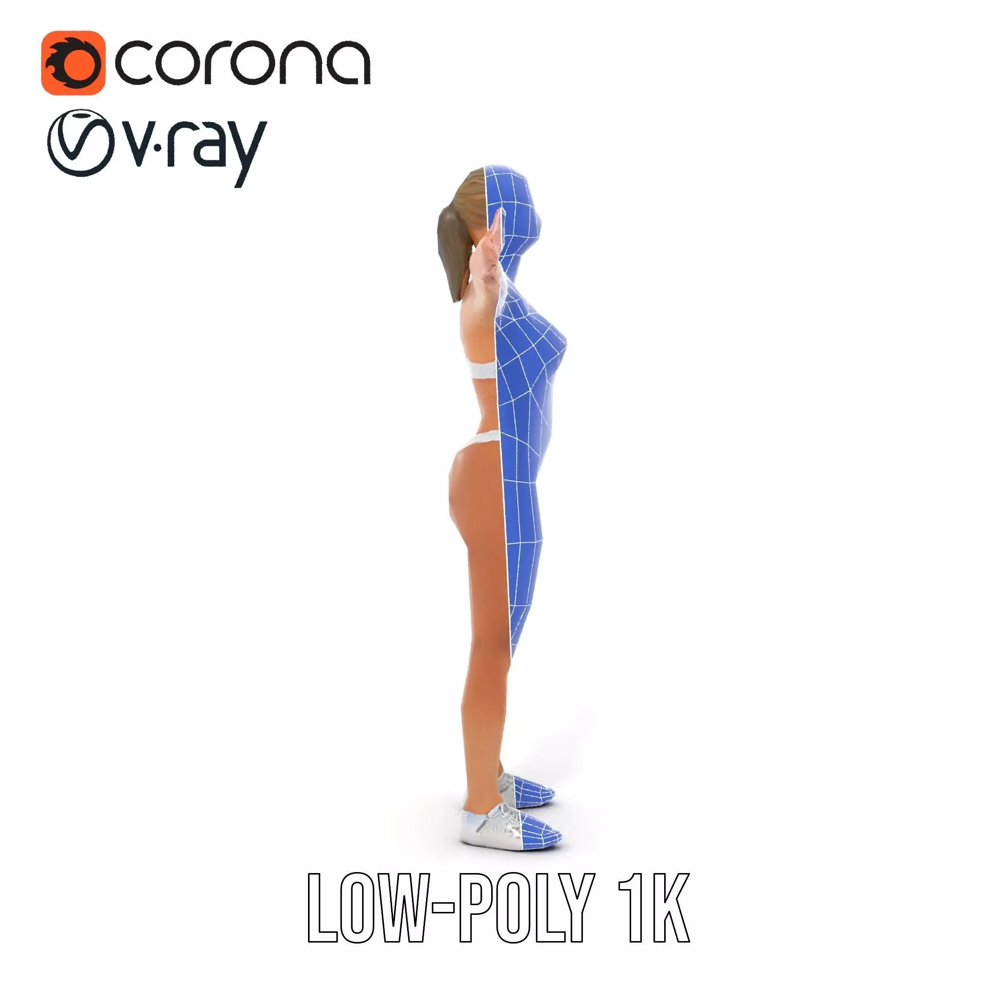 Silver Athletic Woman model pack Low-poly 3D model_22