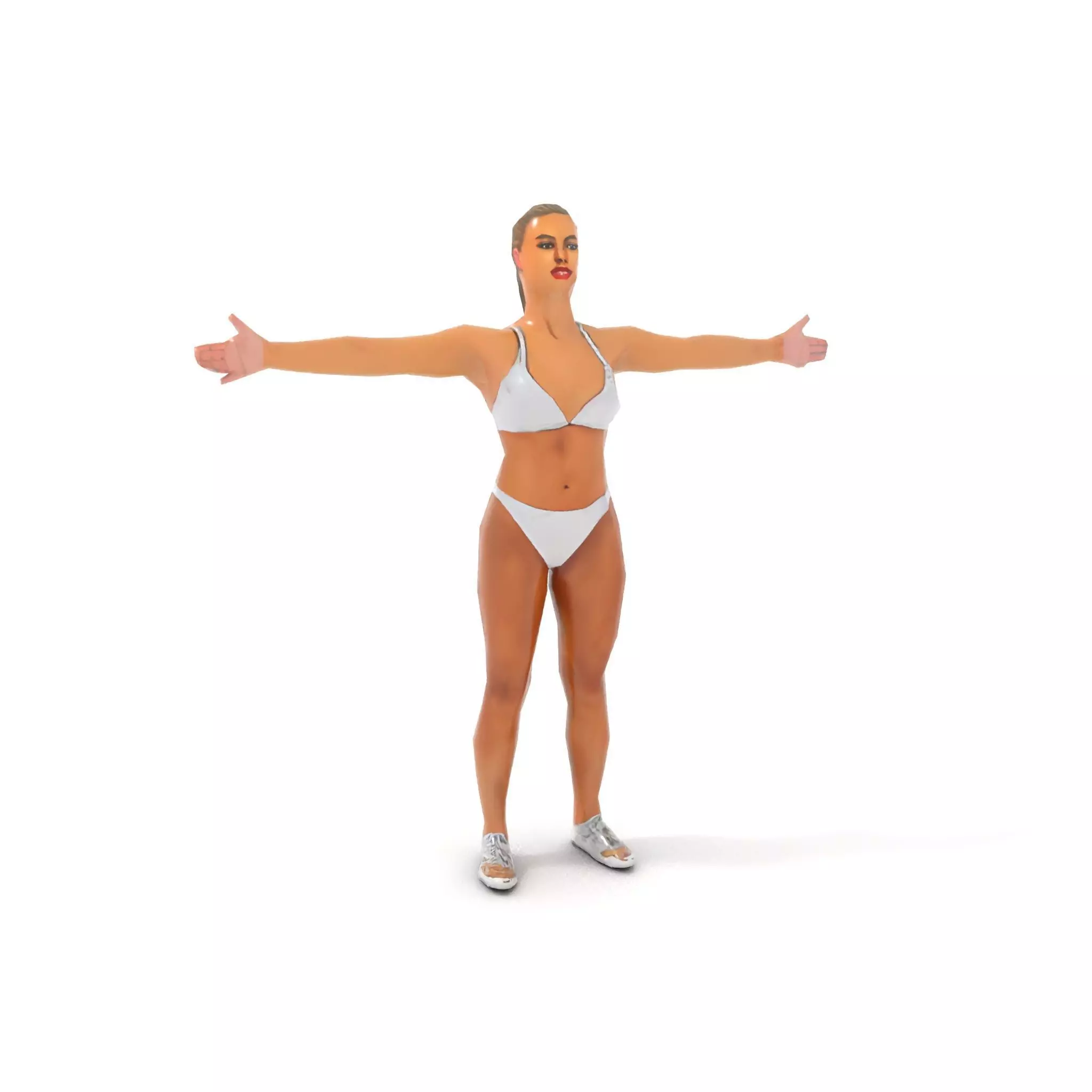 Silver Athletic Woman model pack Low-poly 3D model_11