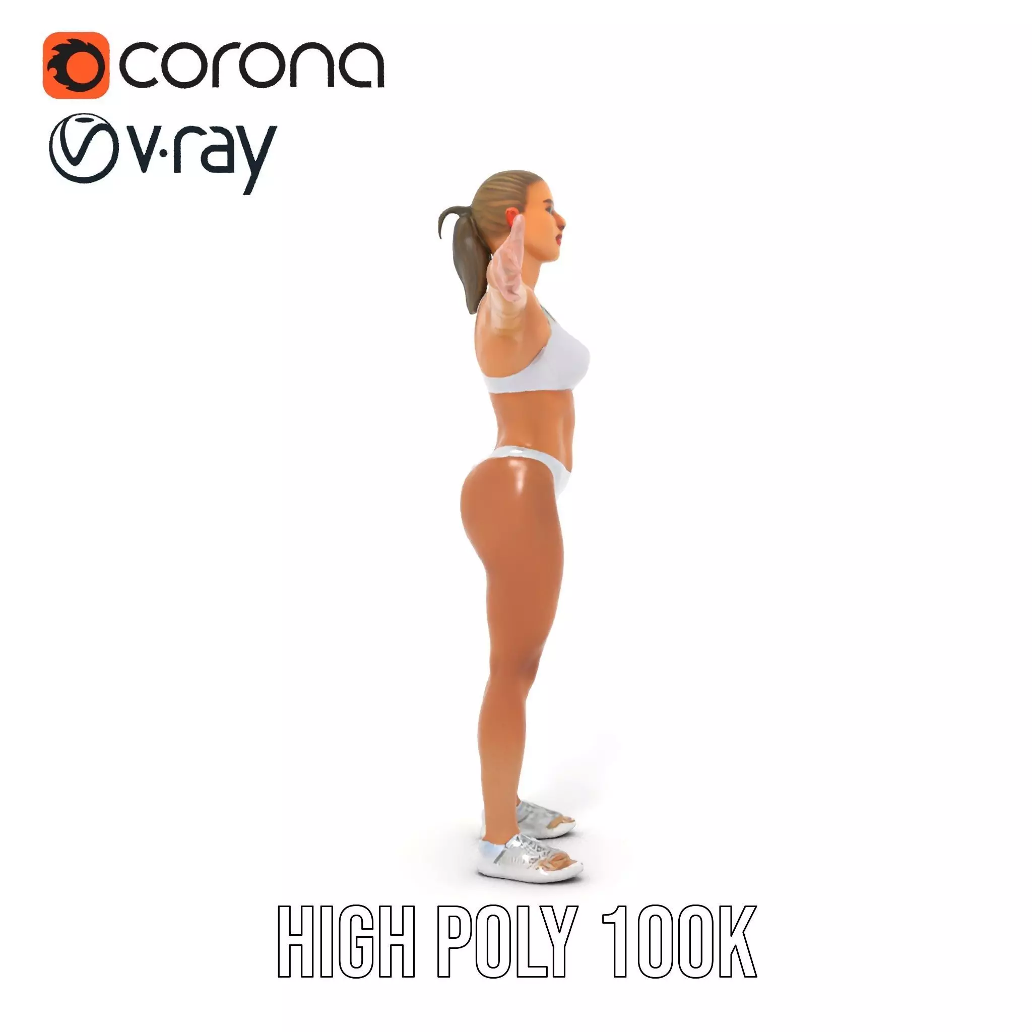 Silver Athletic Woman model pack Low-poly 3D model_17