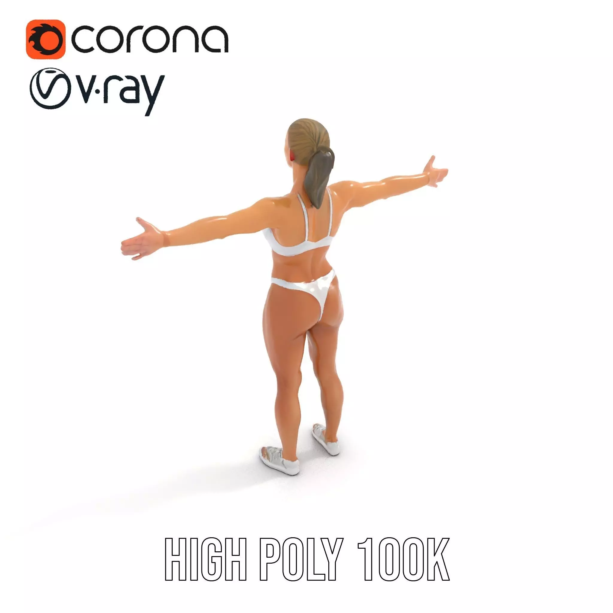 Silver Athletic Woman model pack Low-poly 3D model_8