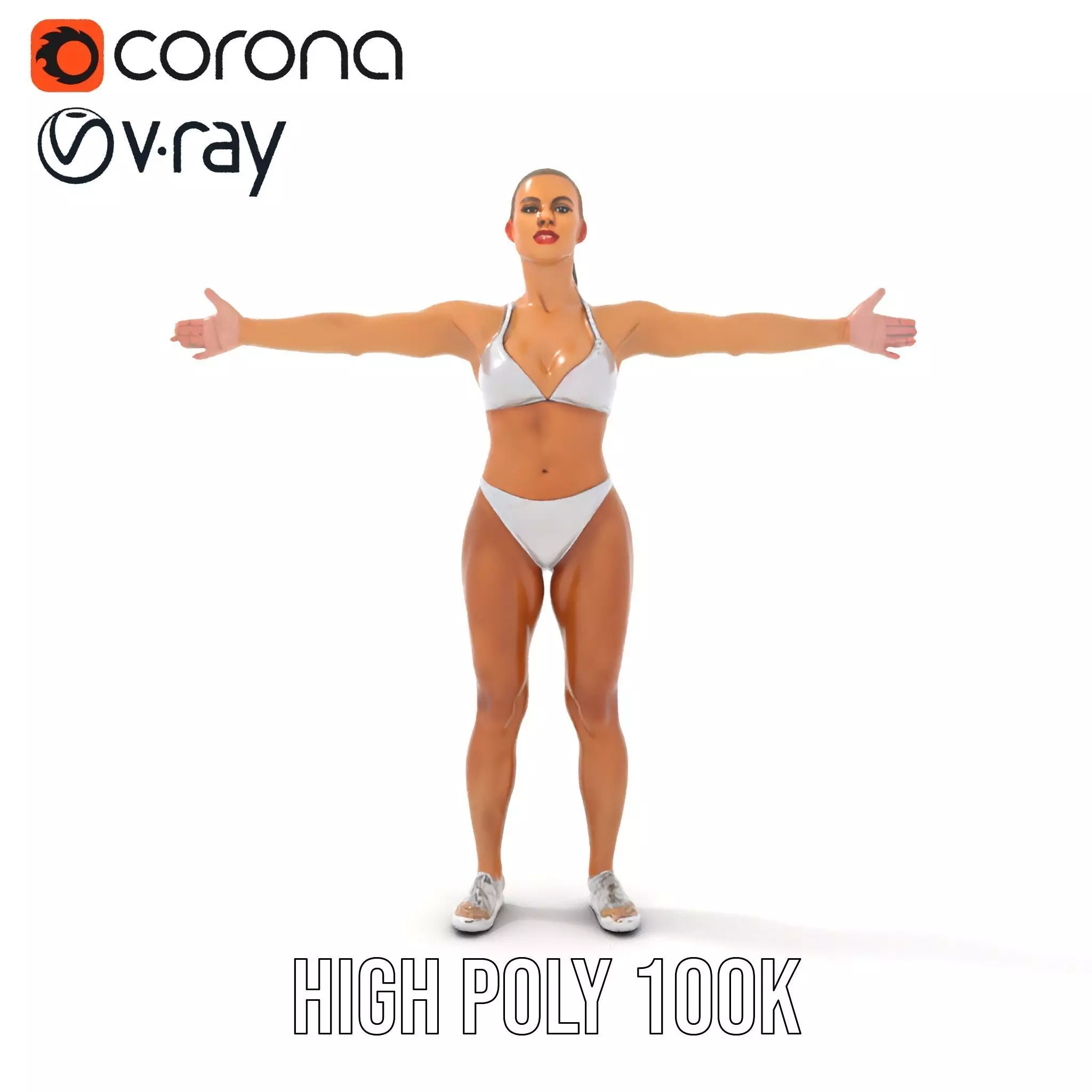 Silver Athletic Woman model pack Low-poly 3D model_23