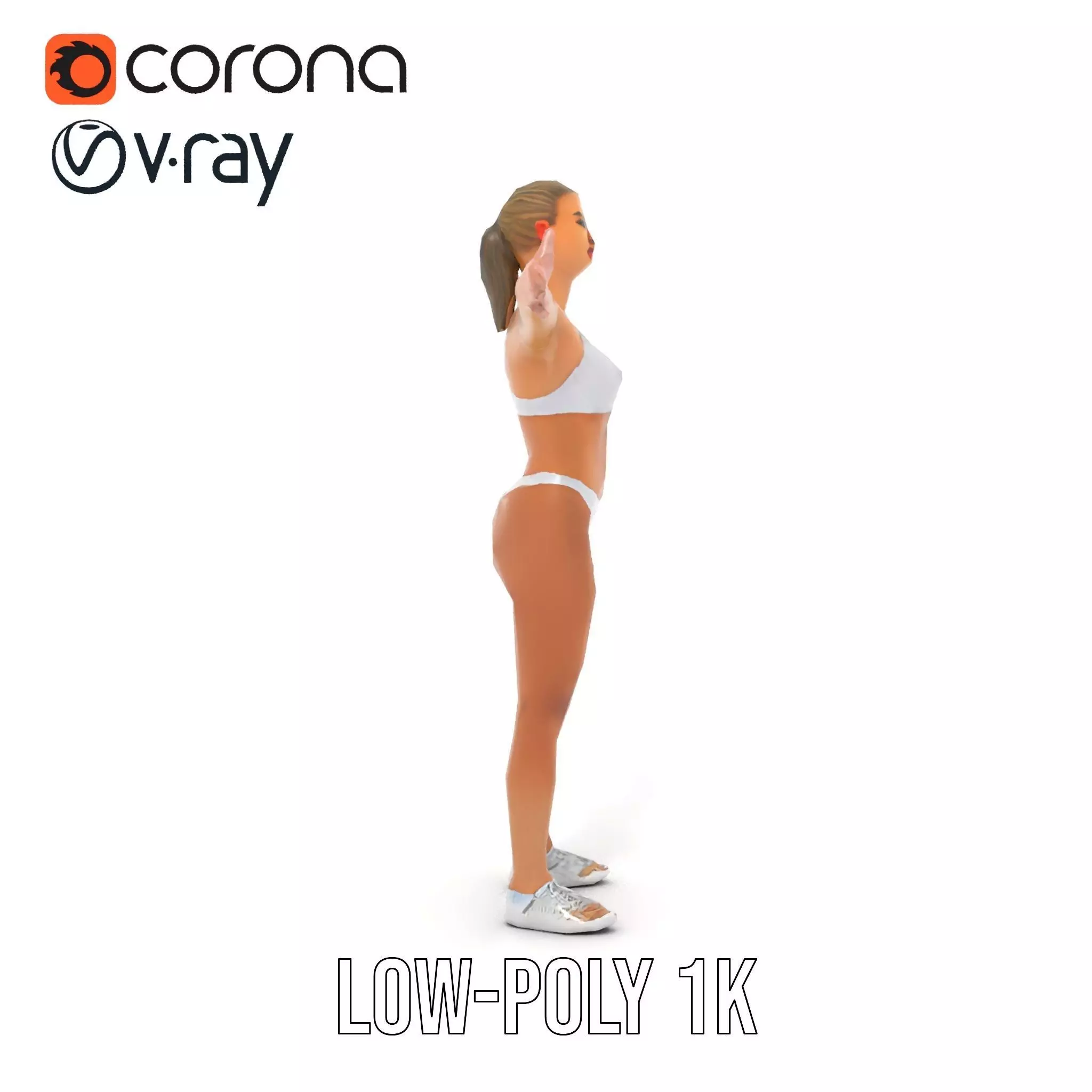 Silver Athletic Woman model pack Low-poly 3D model_9