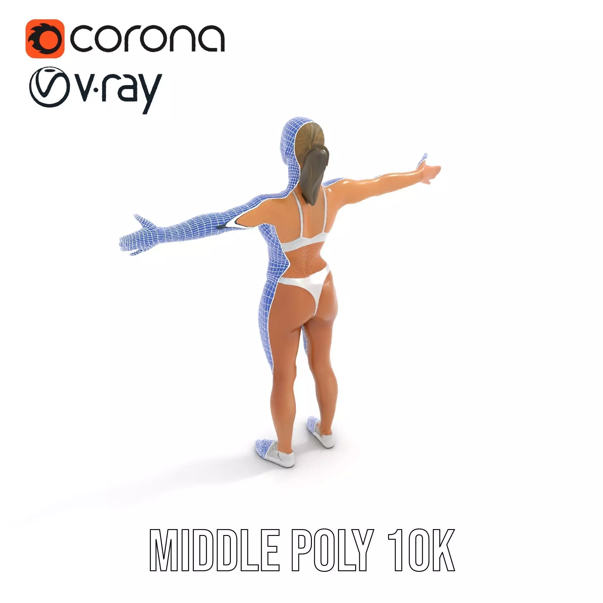Silver Athletic Woman model pack Low-poly 3D model_18