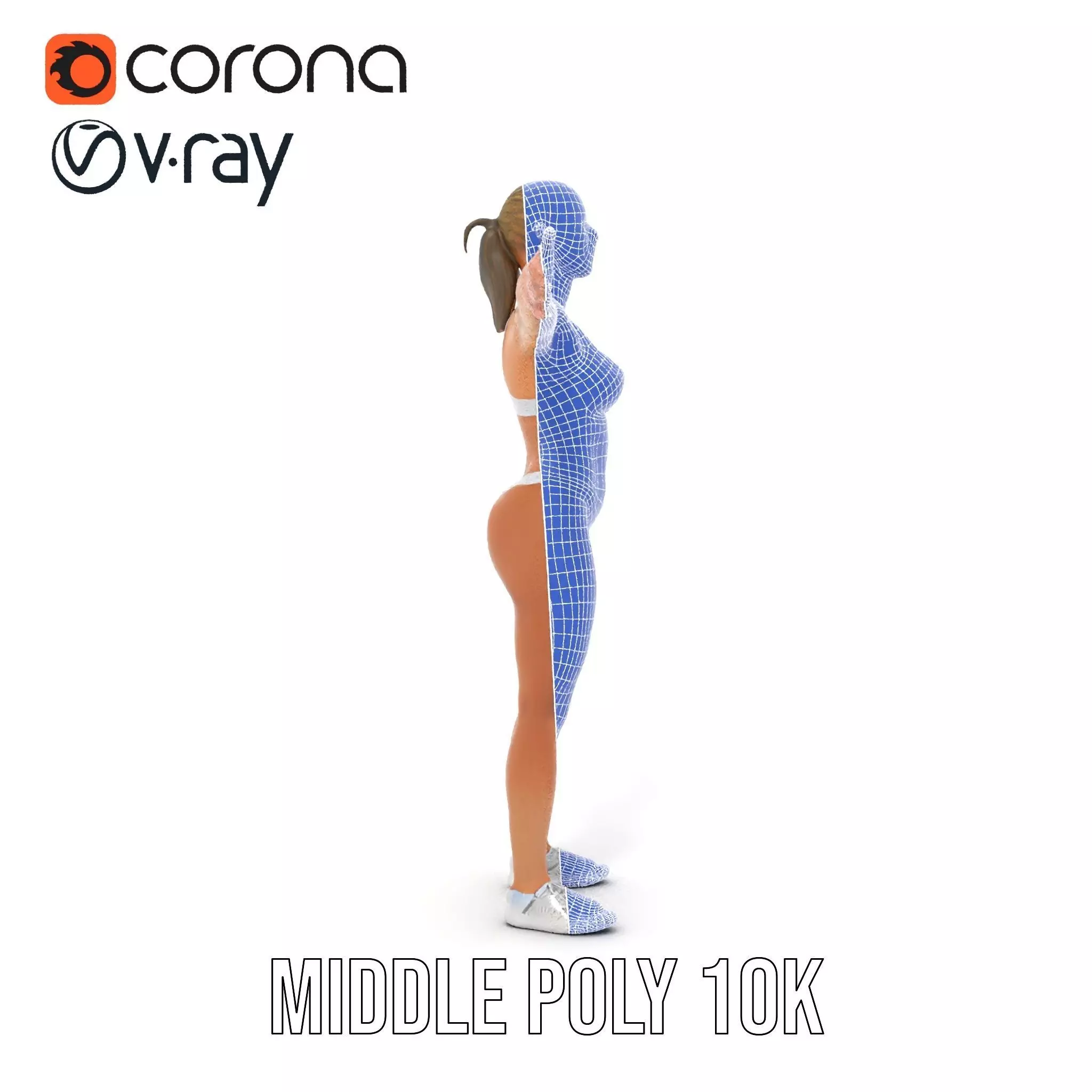 Silver Athletic Woman model pack Low-poly 3D model_29