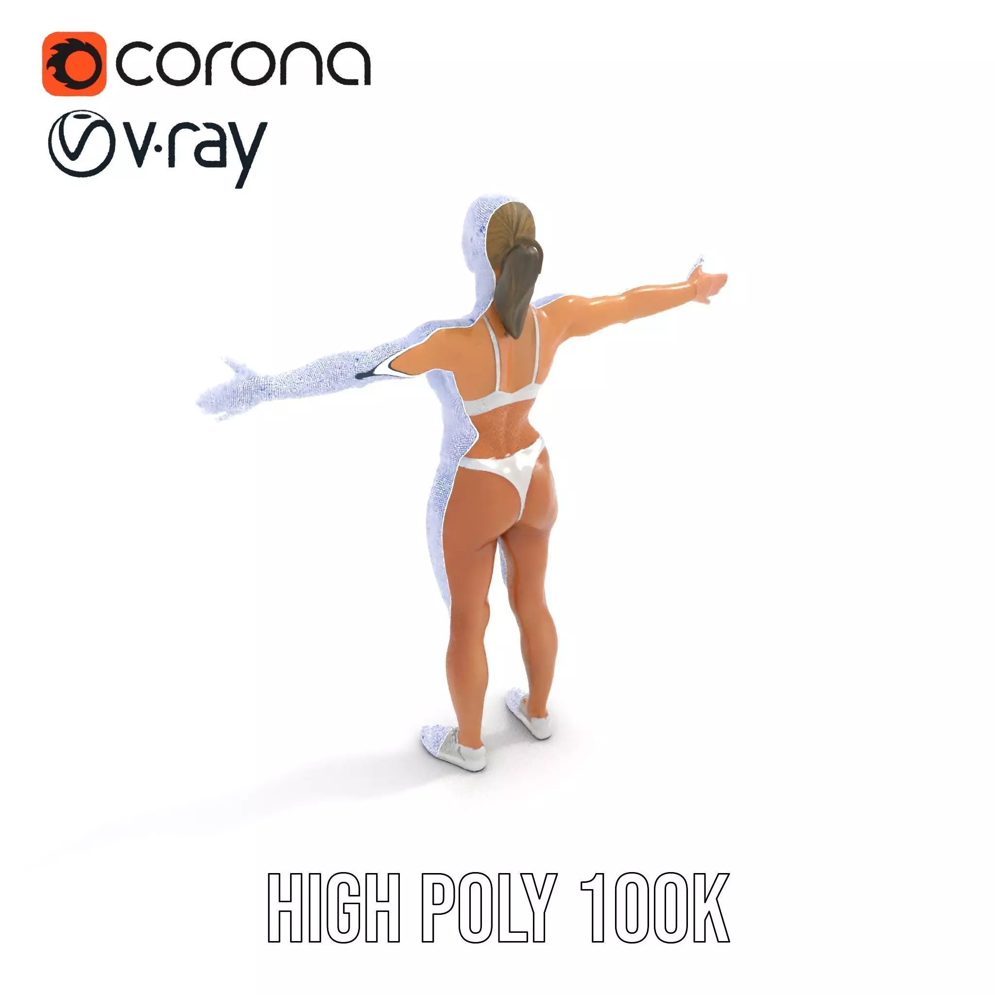 Silver Athletic Woman model pack Low-poly 3D model_26