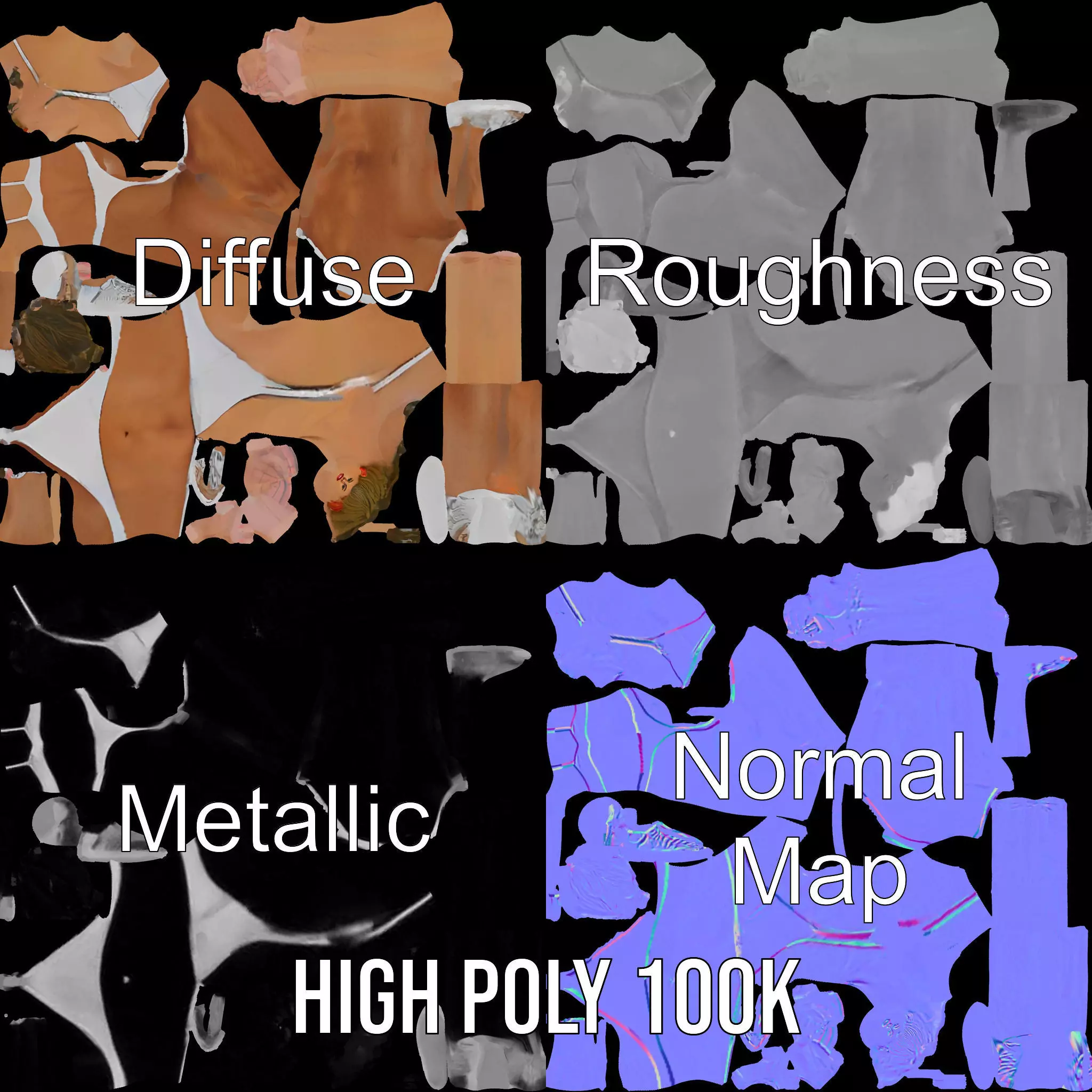 Silver Athletic Woman model pack Low-poly 3D model_3