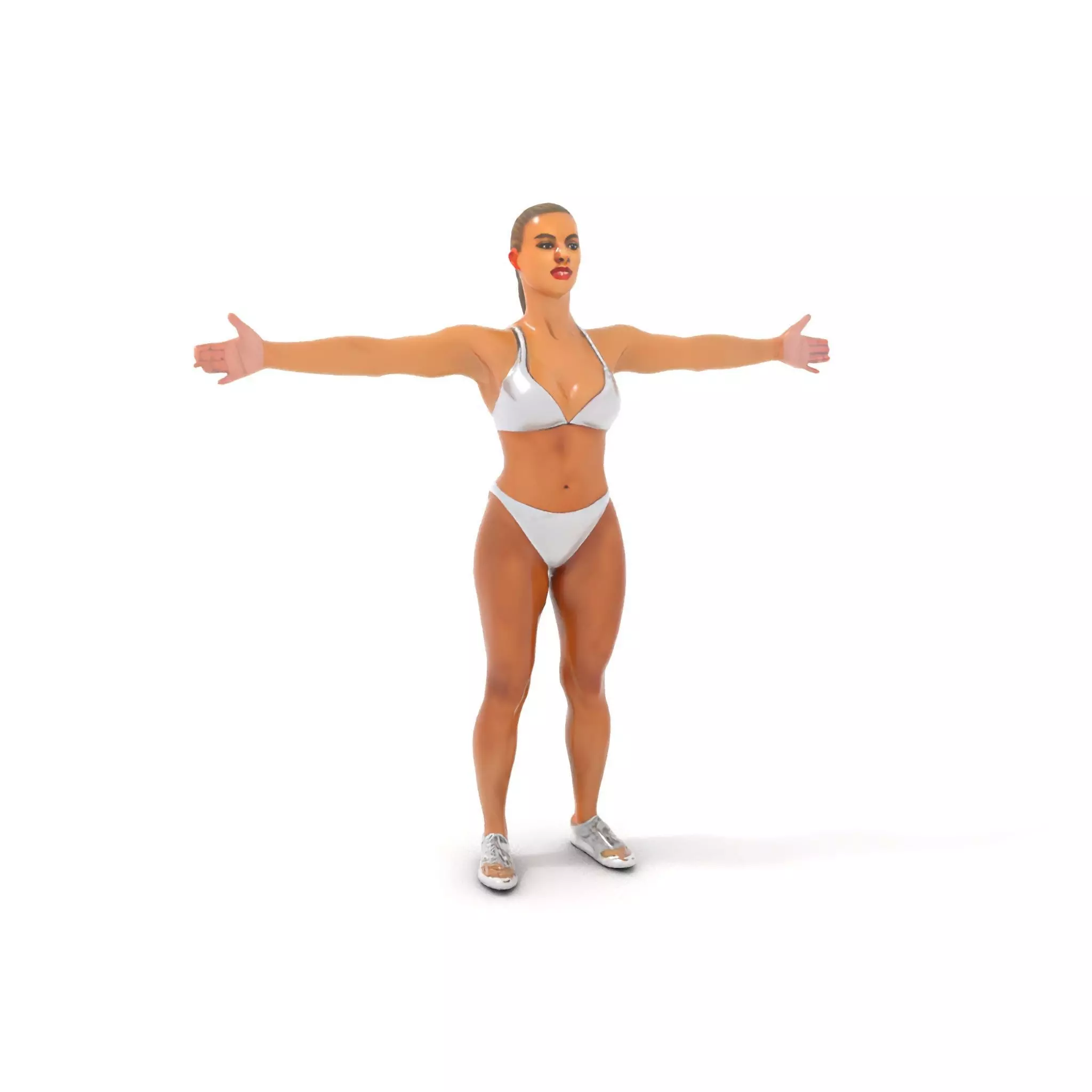 Silver Athletic Woman model pack Low-poly 3D model_13