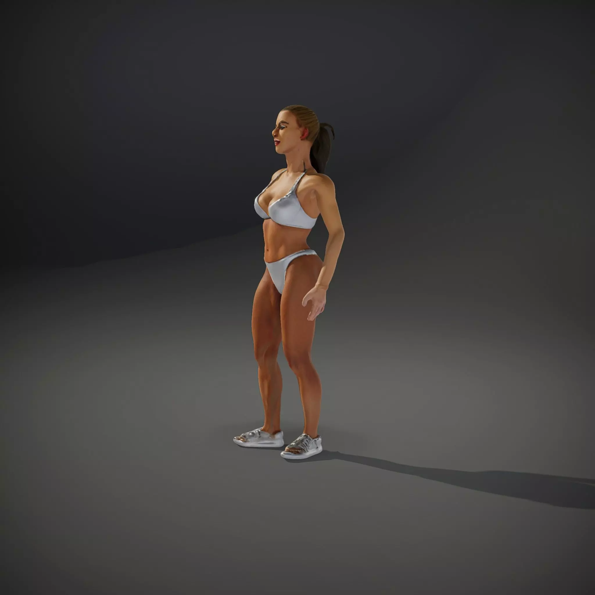 Silver Athletic Woman model pack Low-poly 3D model_34