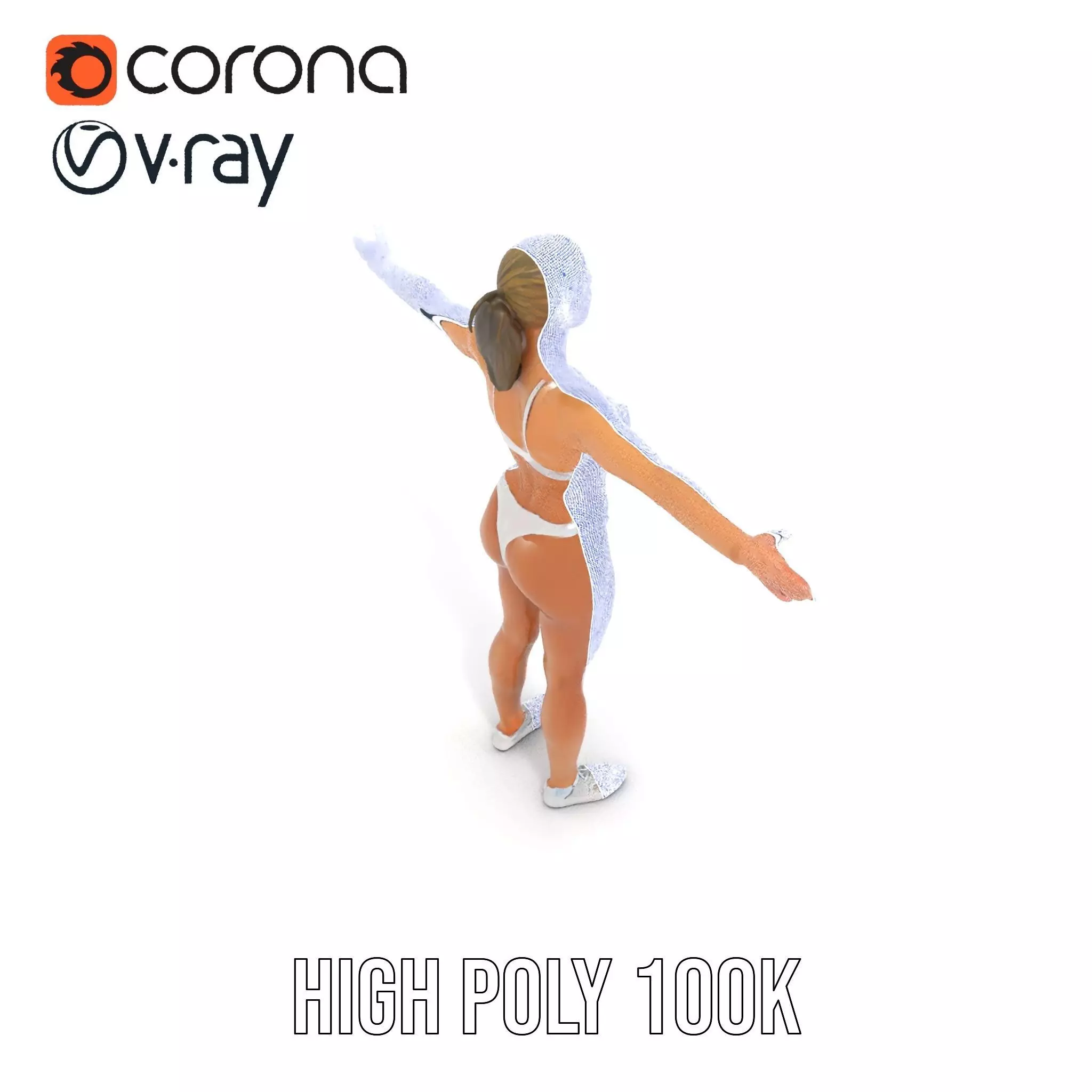 Silver Athletic Woman model pack Low-poly 3D model_31