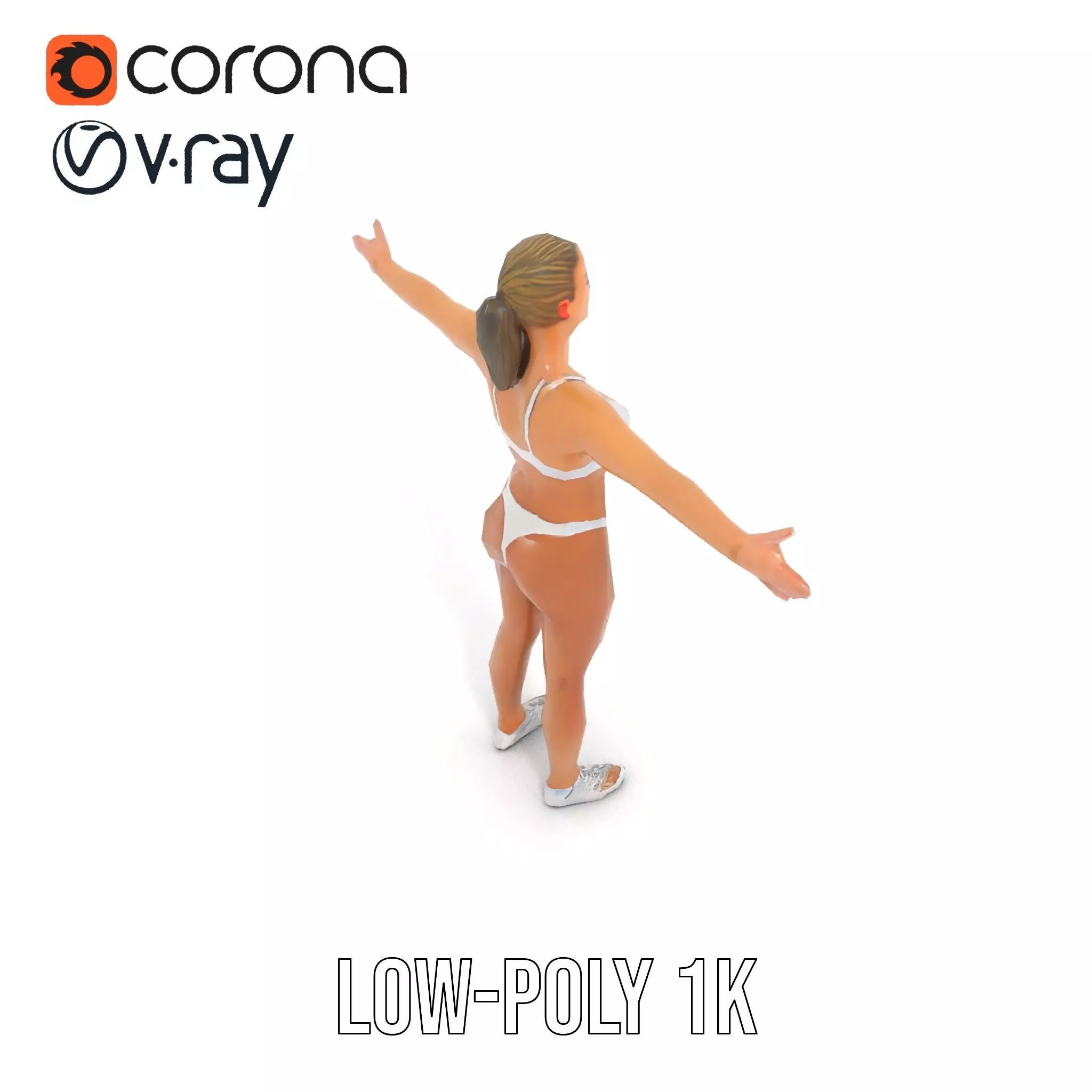 Silver Athletic Woman model pack Low-poly 3D model_16