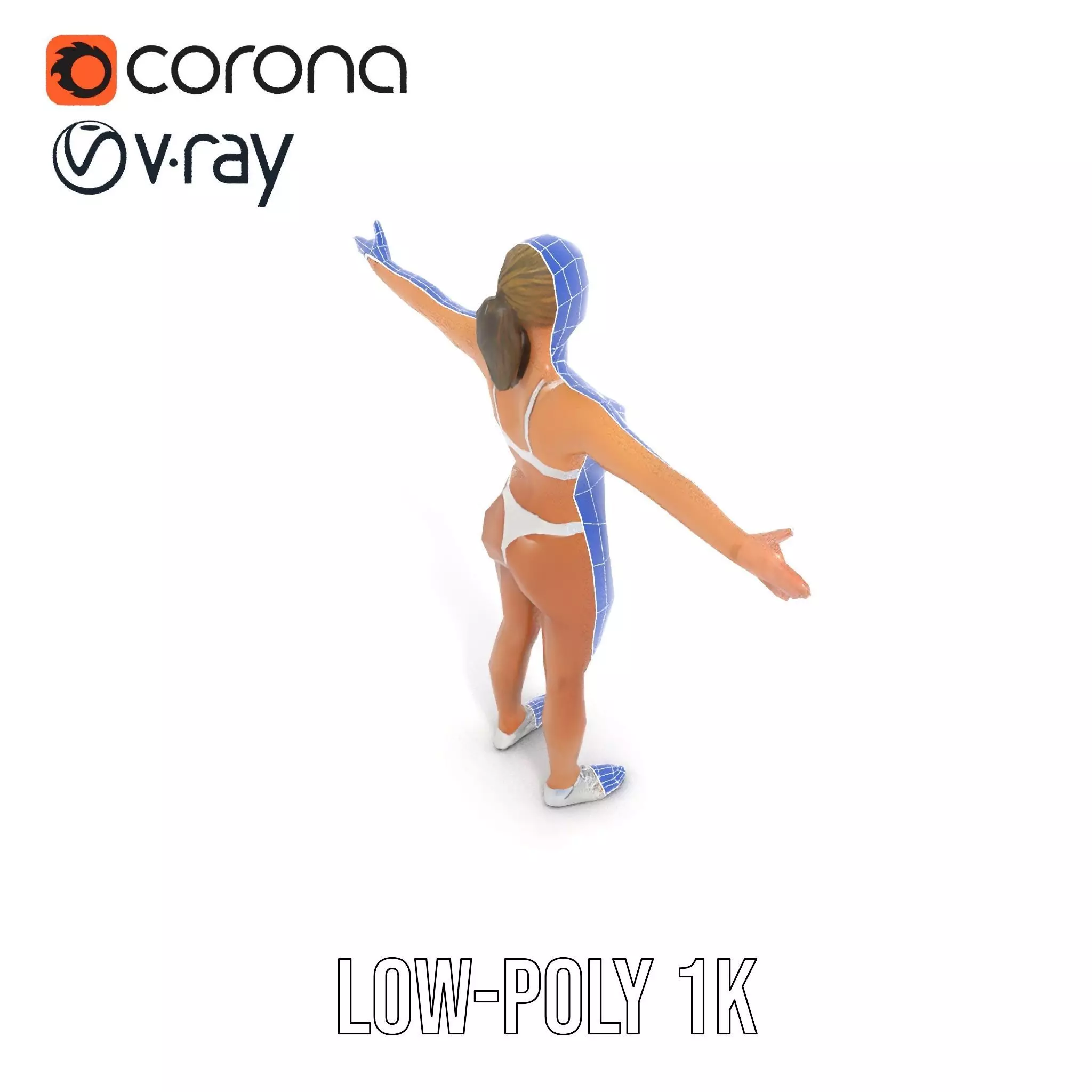 Silver Athletic Woman model pack Low-poly 3D model_30