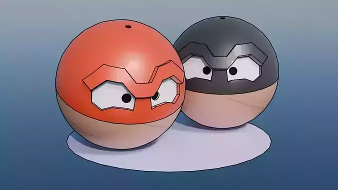 Pokemon Hisuian Voltorb and Shiny version  Low-poly 3D model