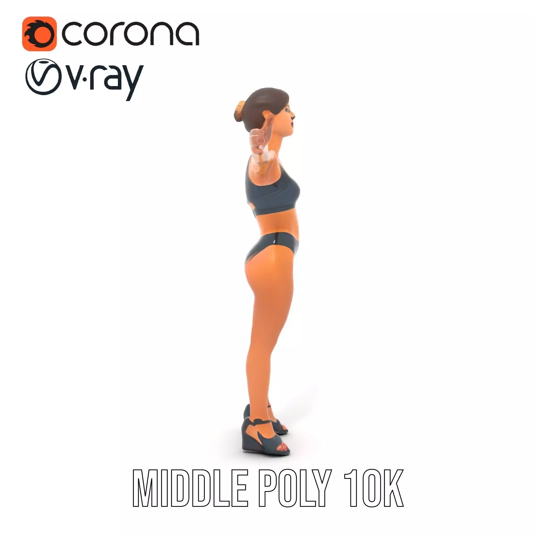 Black Athletic Model model pack Low-poly 3D model_15