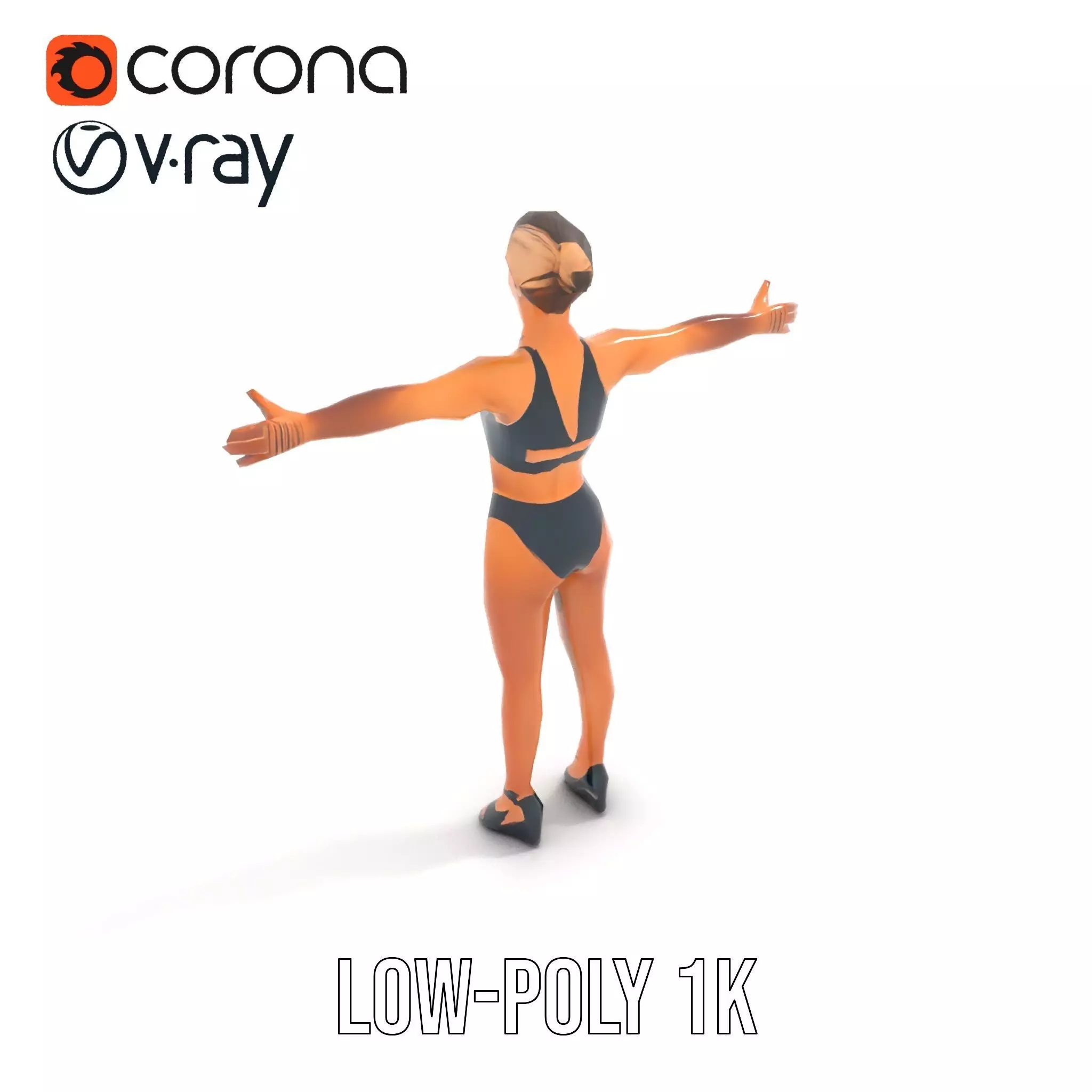 Black Athletic Model model pack Low-poly 3D model_7