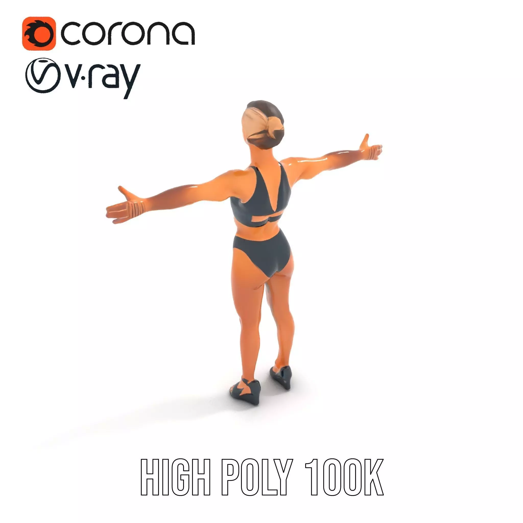 Black Athletic Model model pack Low-poly 3D model_20
