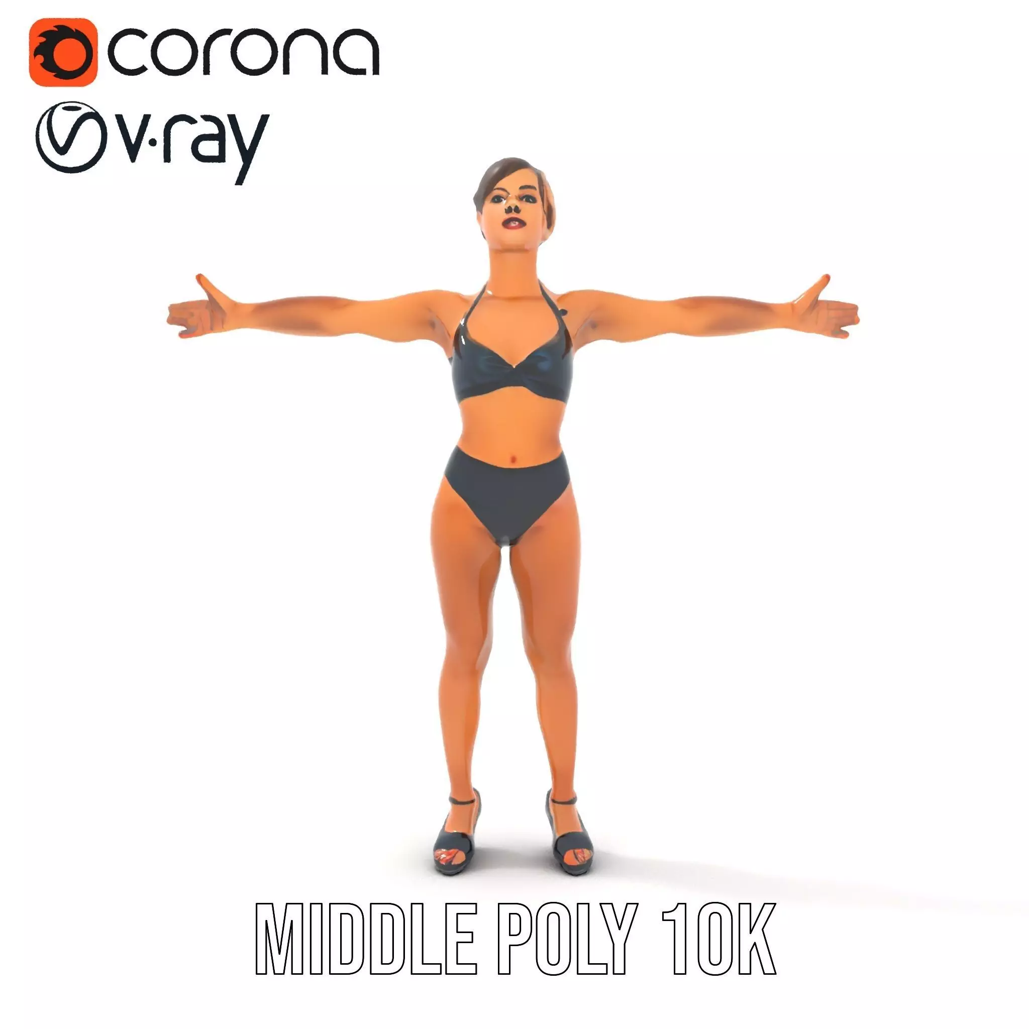 Black Athletic Model model pack Low-poly 3D model_21