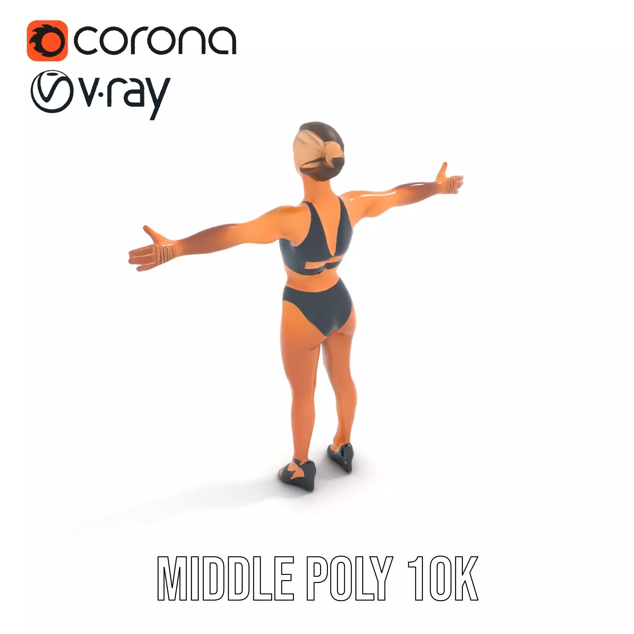Black Athletic Model model pack Low-poly 3D model_5