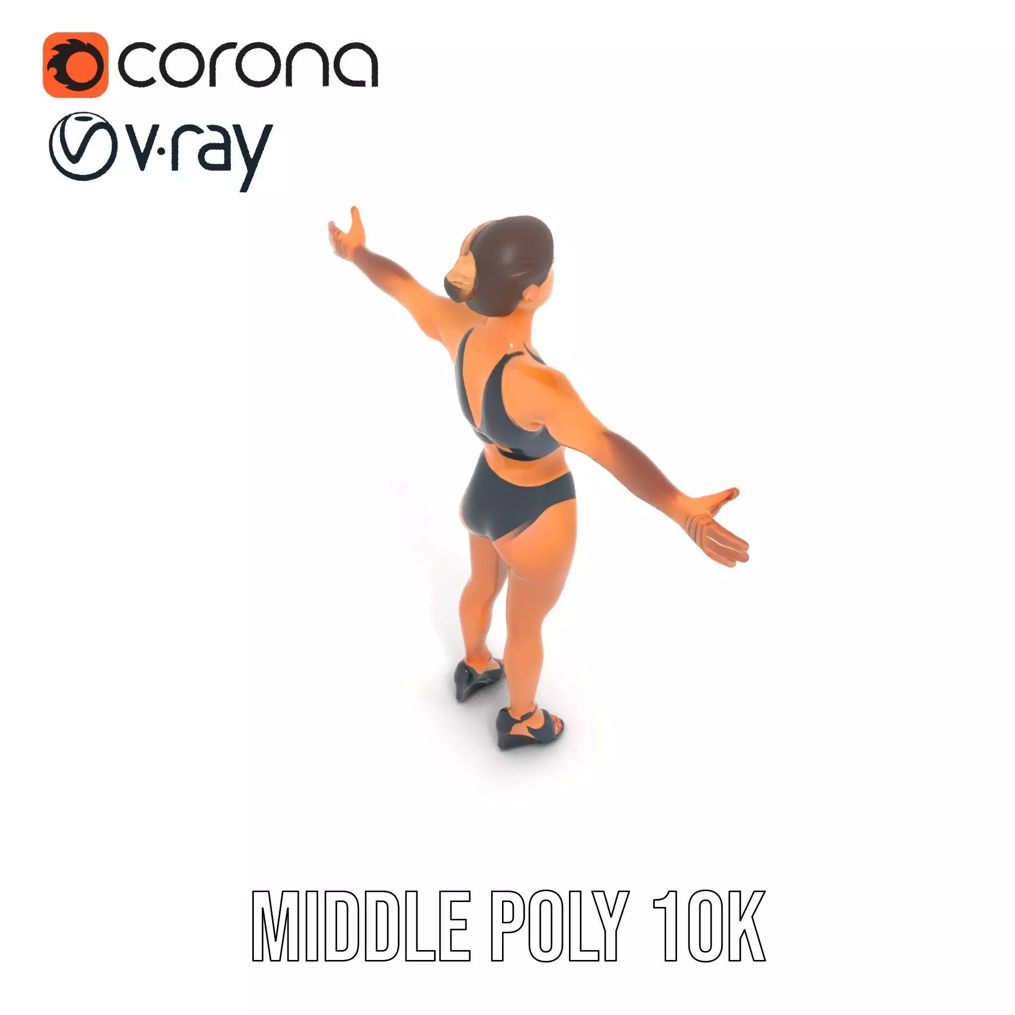 Black Athletic Model model pack Low-poly 3D model_11
