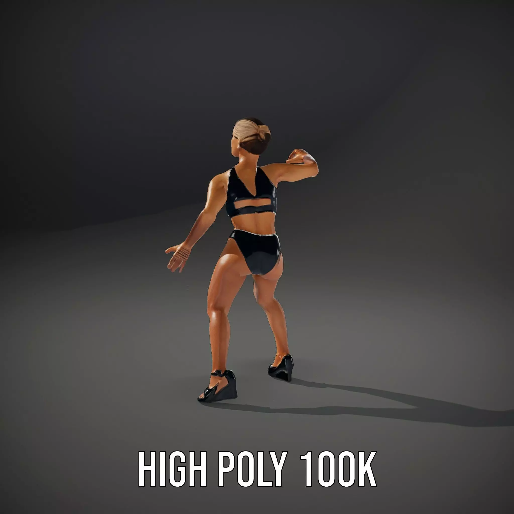 Black Athletic Model model pack Low-poly 3D model_10