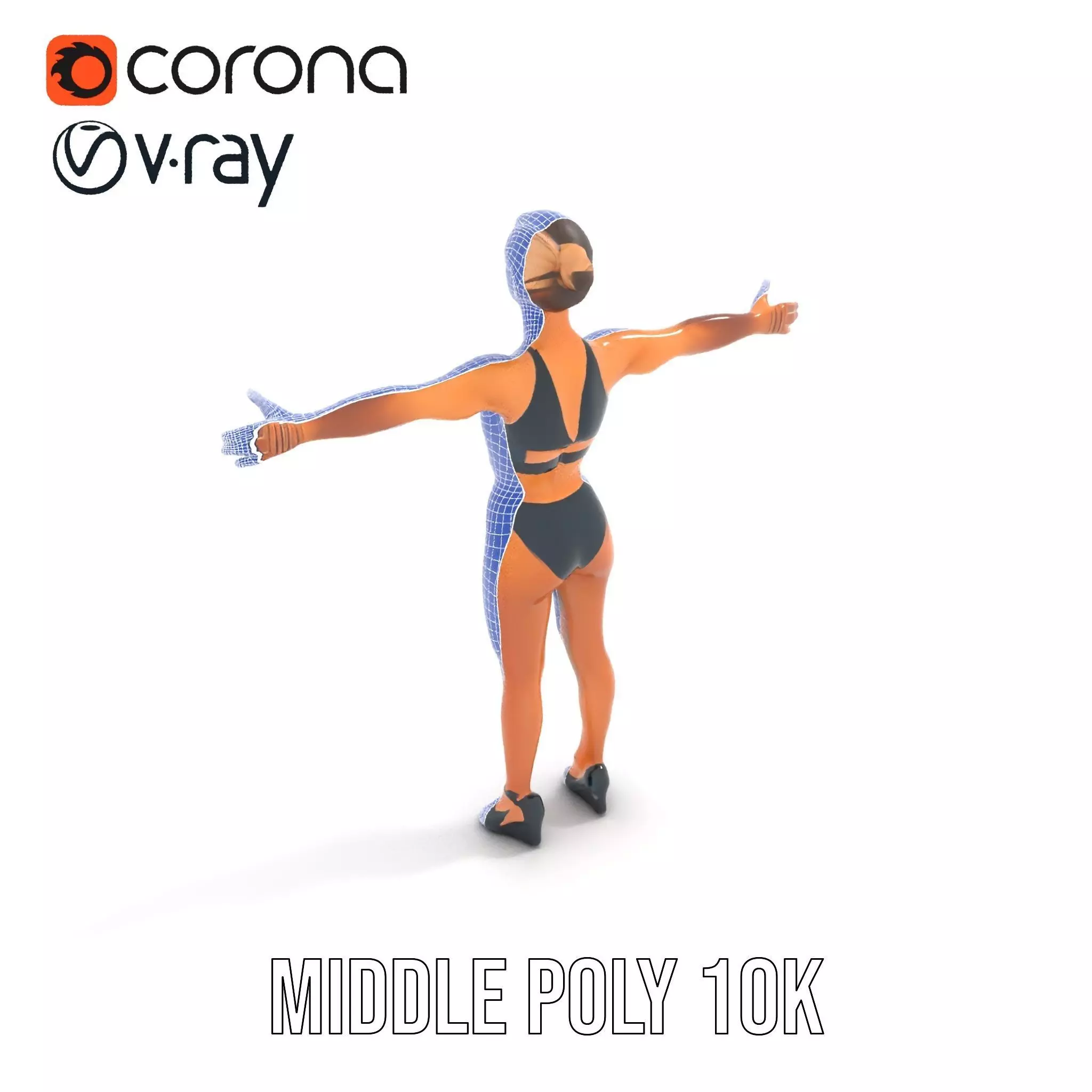 Black Athletic Model model pack Low-poly 3D model_13