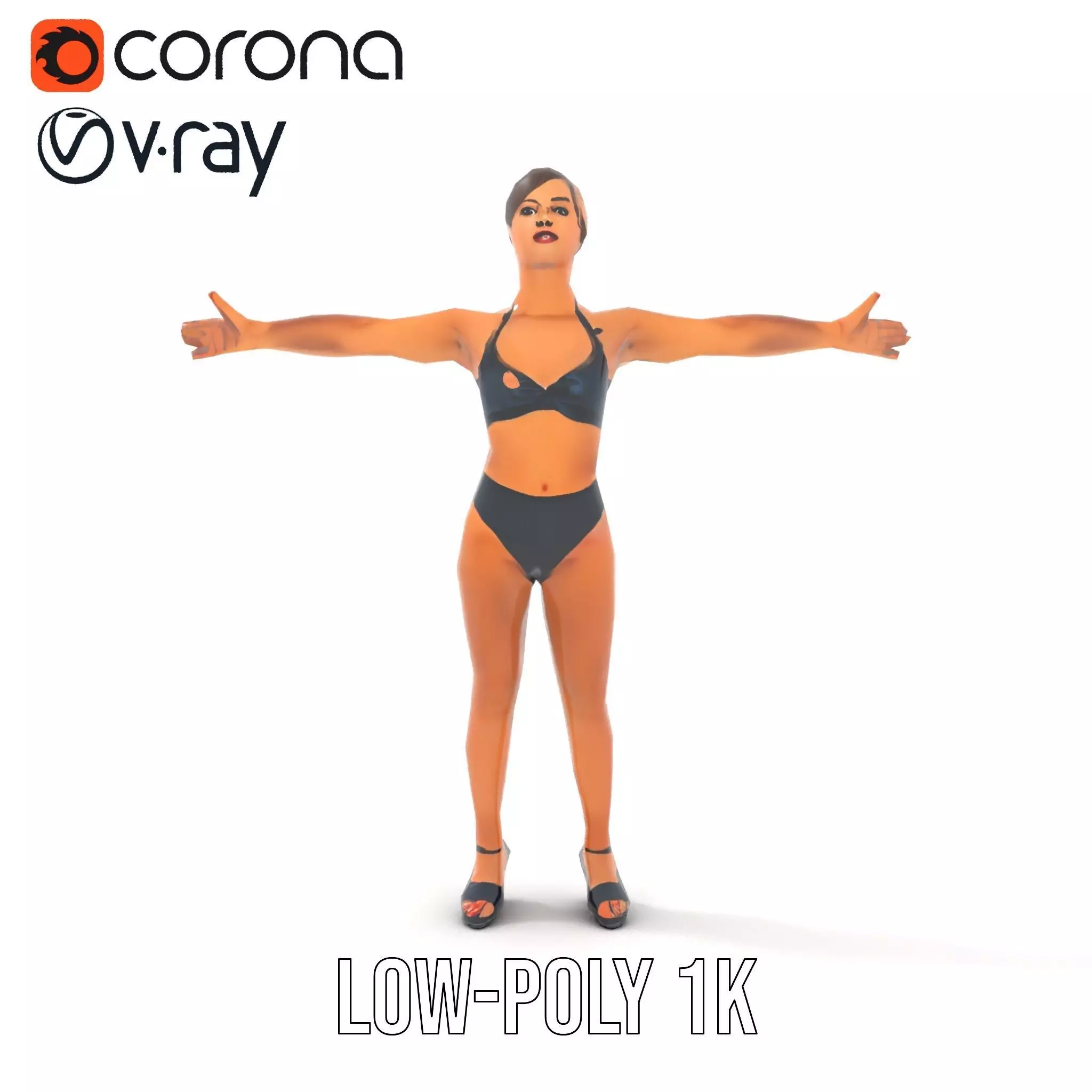 Black Athletic Model model pack Low-poly 3D model_12
