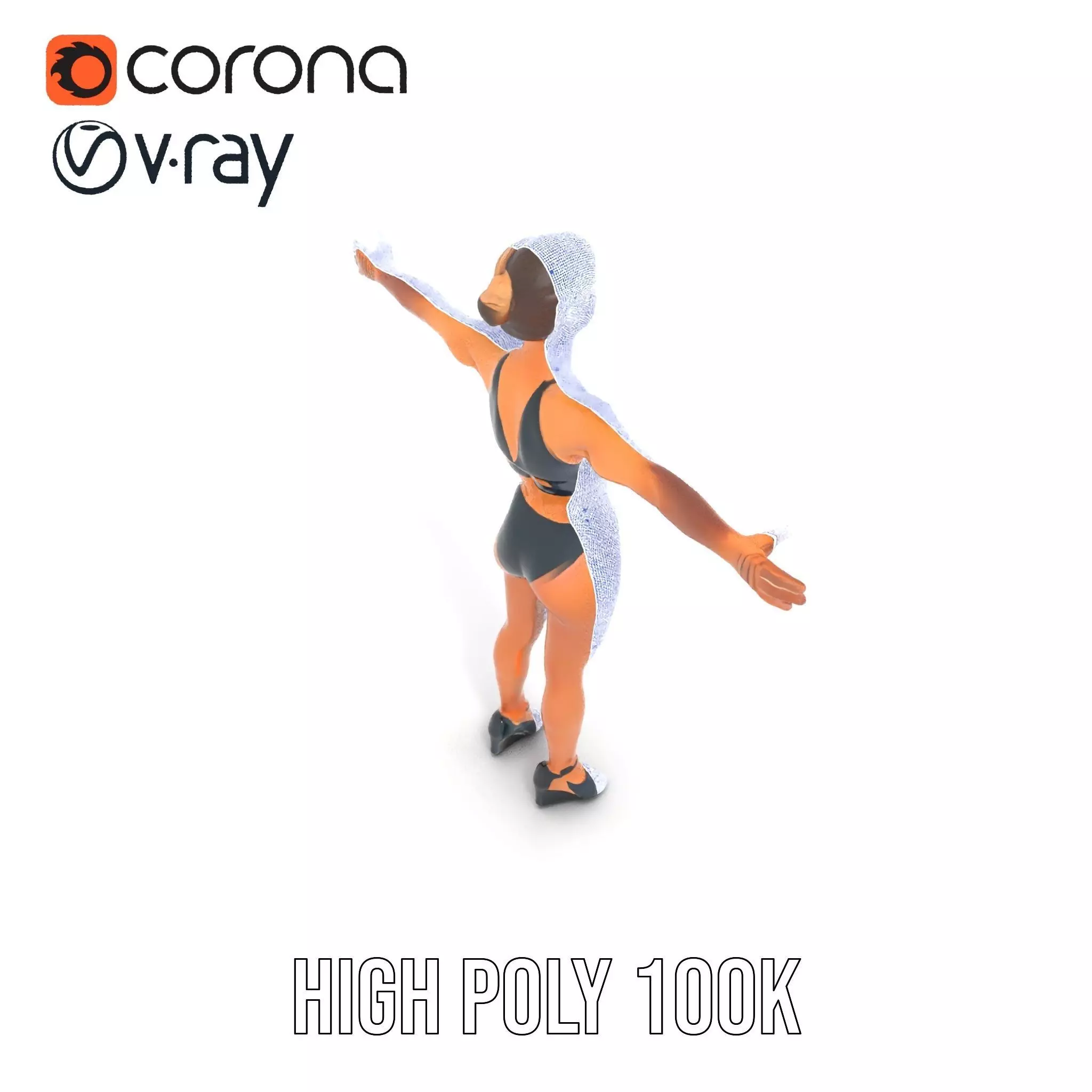 Black Athletic Model model pack Low-poly 3D model_34