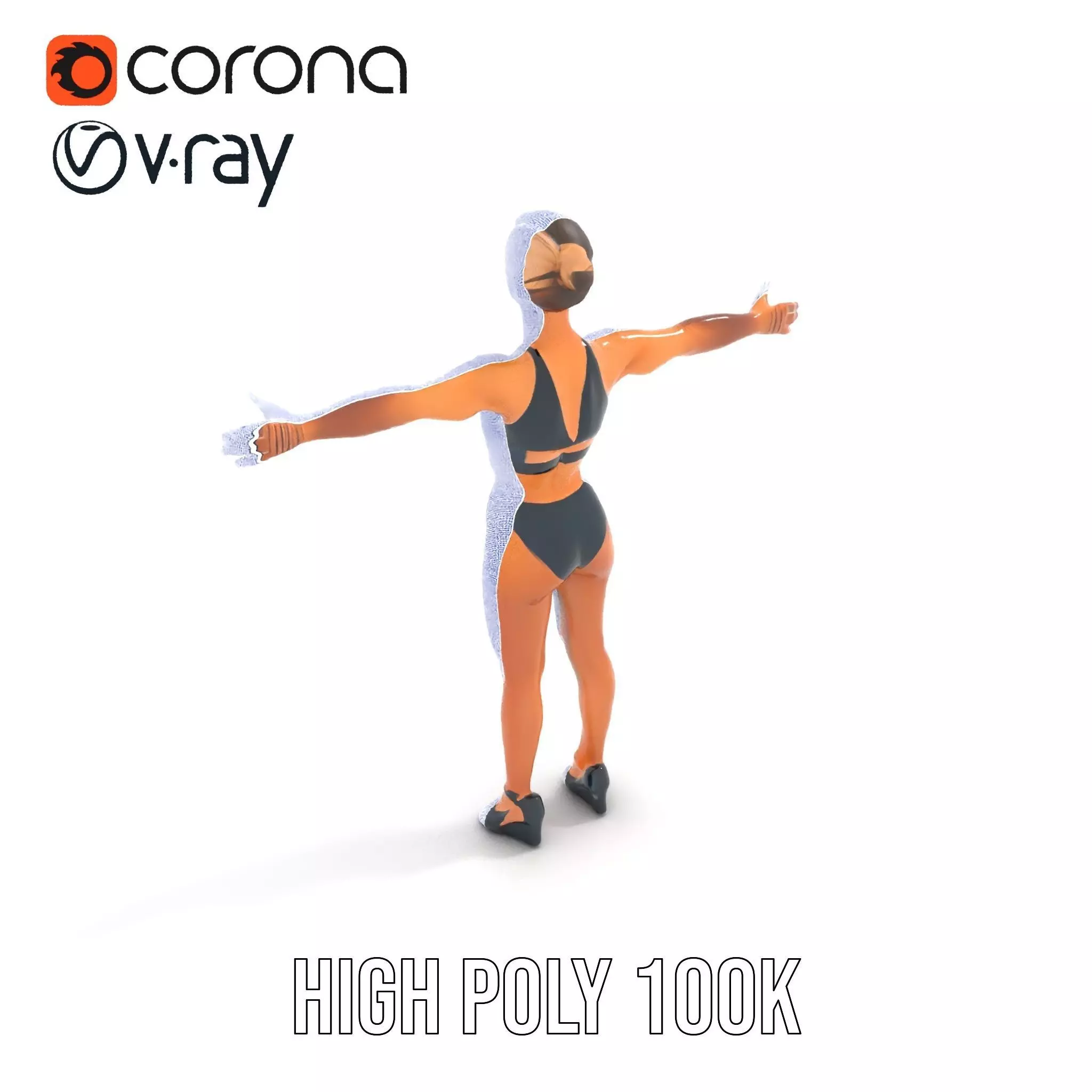 Black Athletic Model model pack Low-poly 3D model_29