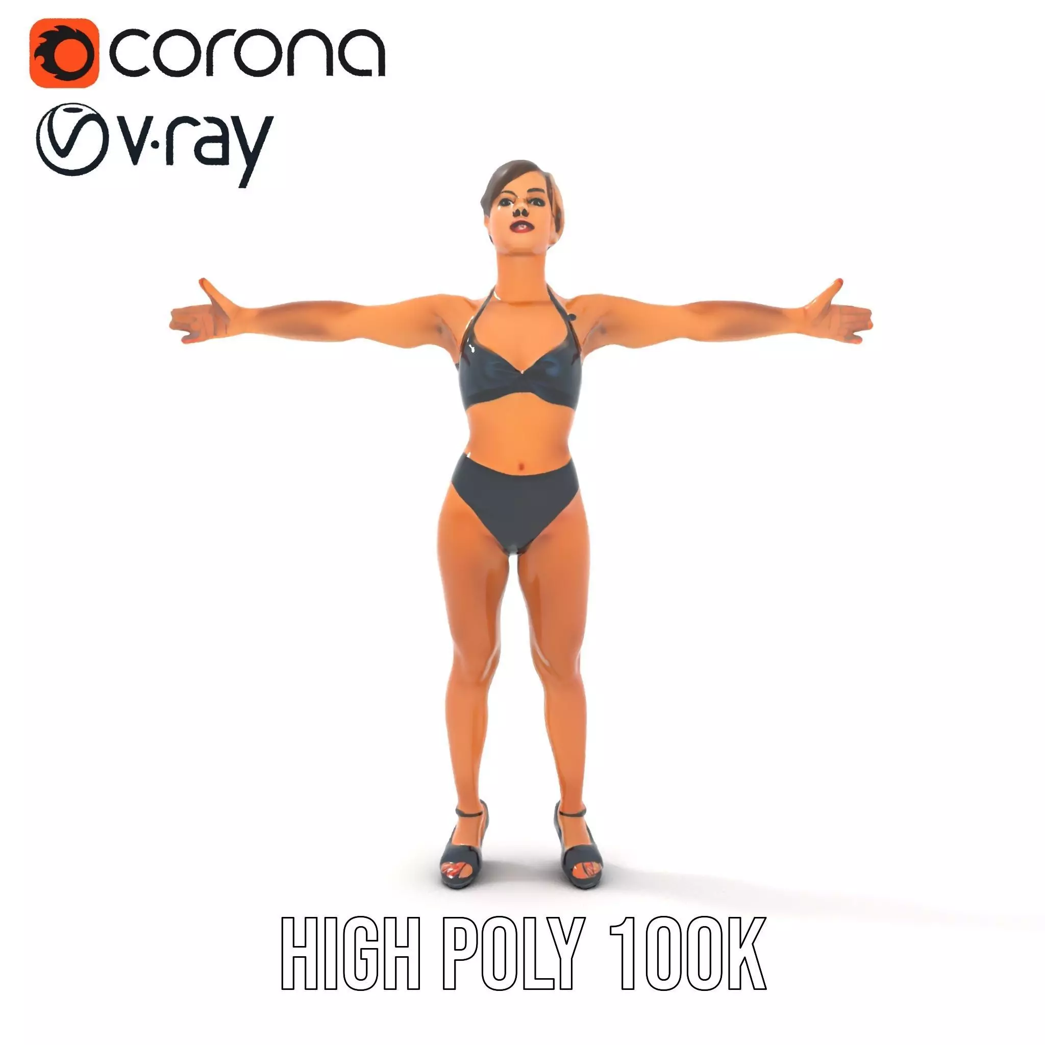 Black Athletic Model model pack Low-poly 3D model_26