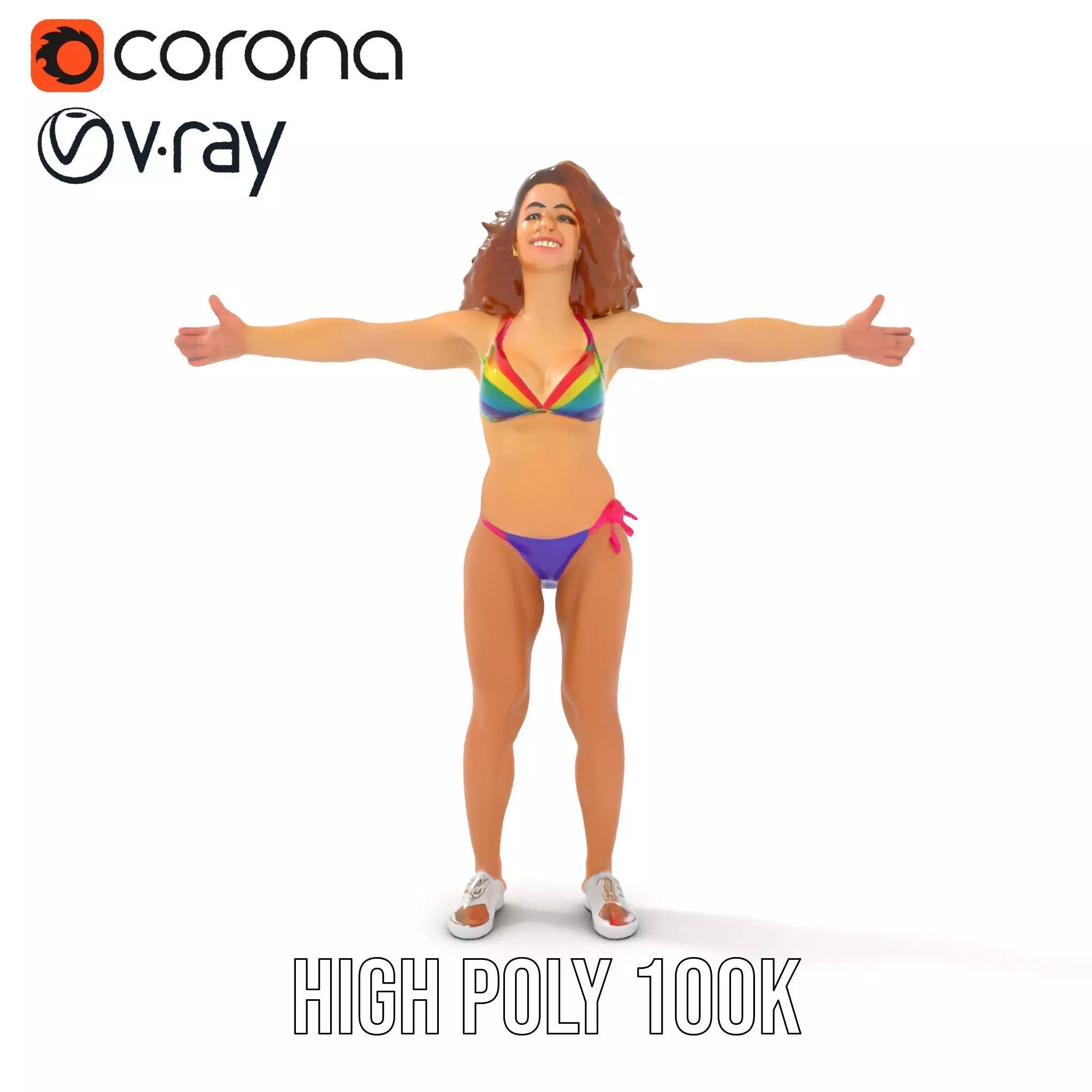 Rainbow Bikini model pack Low-poly 3D model_15