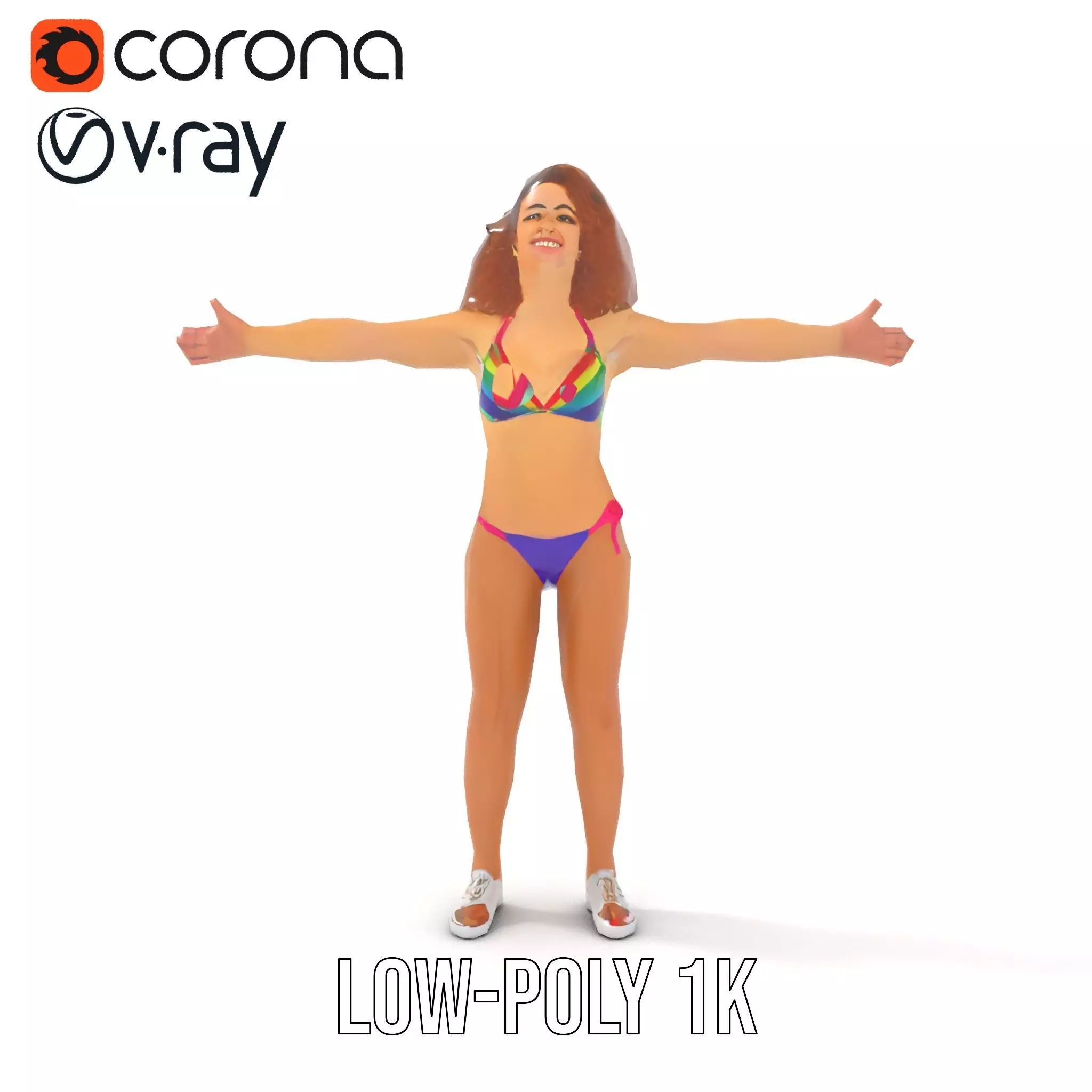 Rainbow Bikini model pack Low-poly 3D model_14