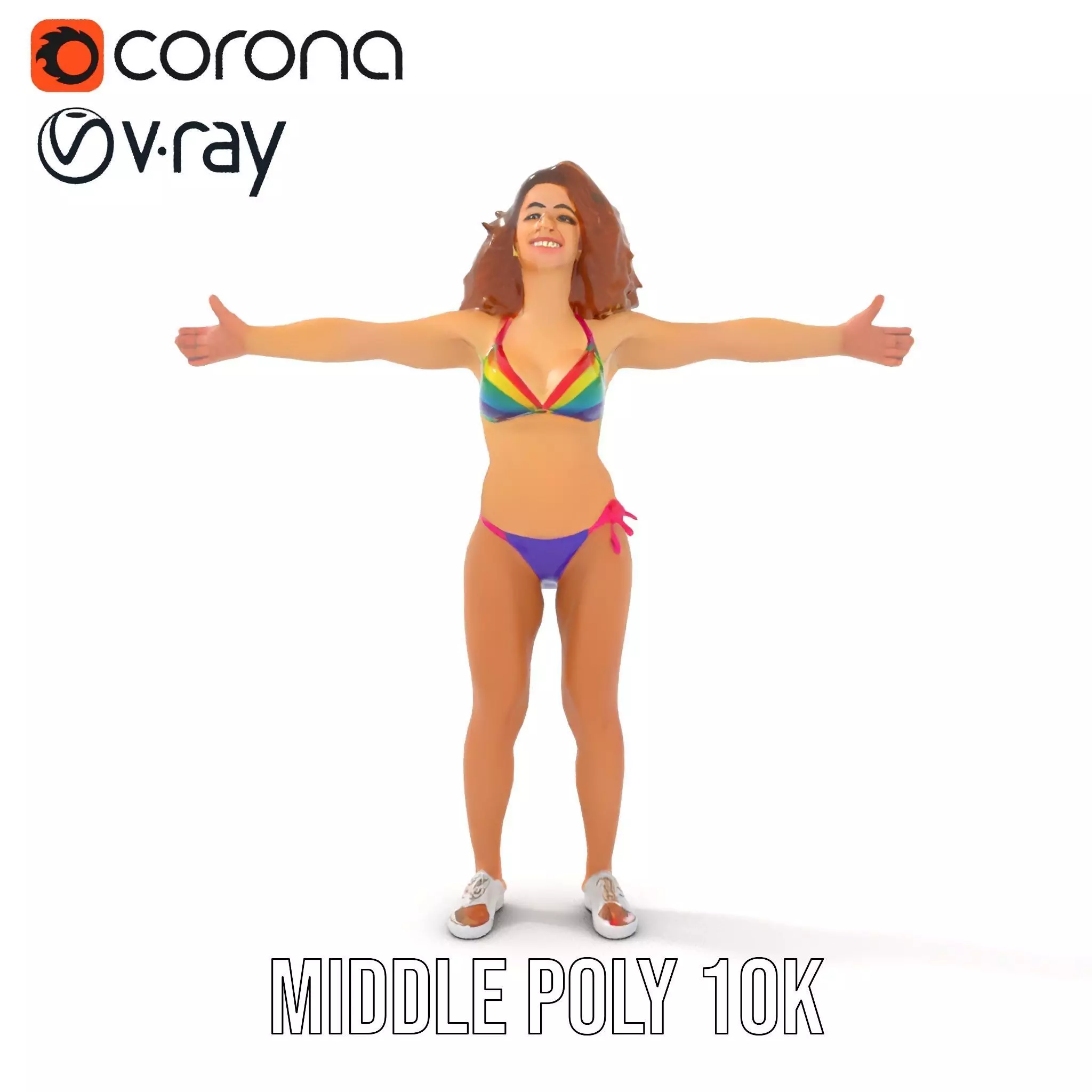 Rainbow Bikini model pack Low-poly 3D model_24