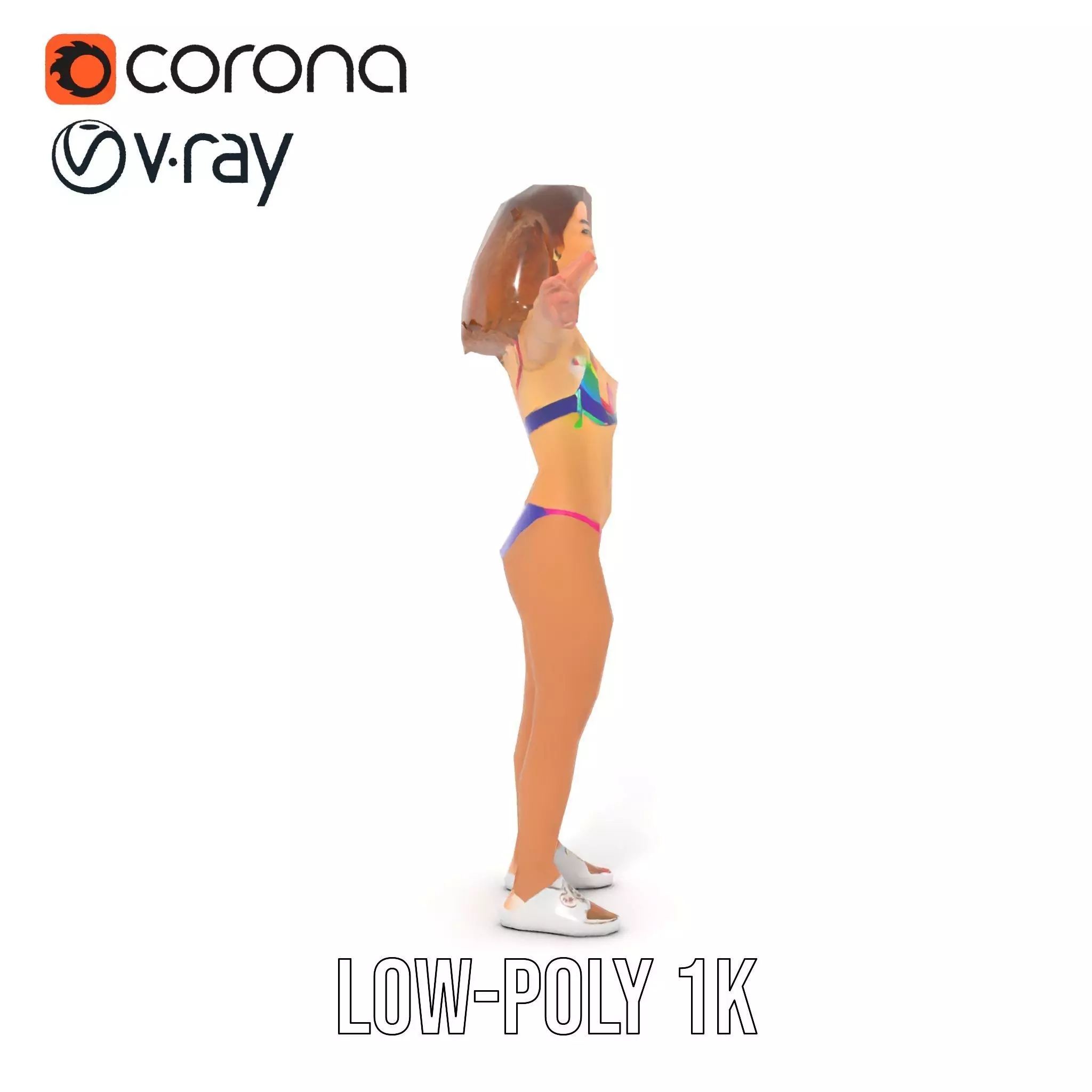 Rainbow Bikini model pack Low-poly 3D model_9