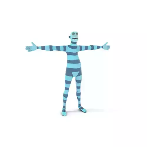 Striped Blue Character model pack Low-poly 3D model