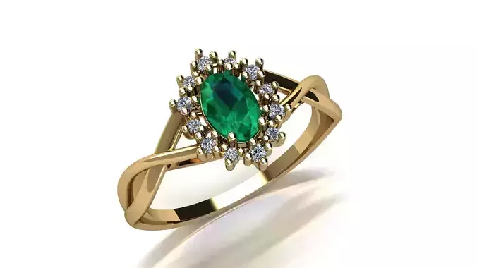 Twisted band ring with oval