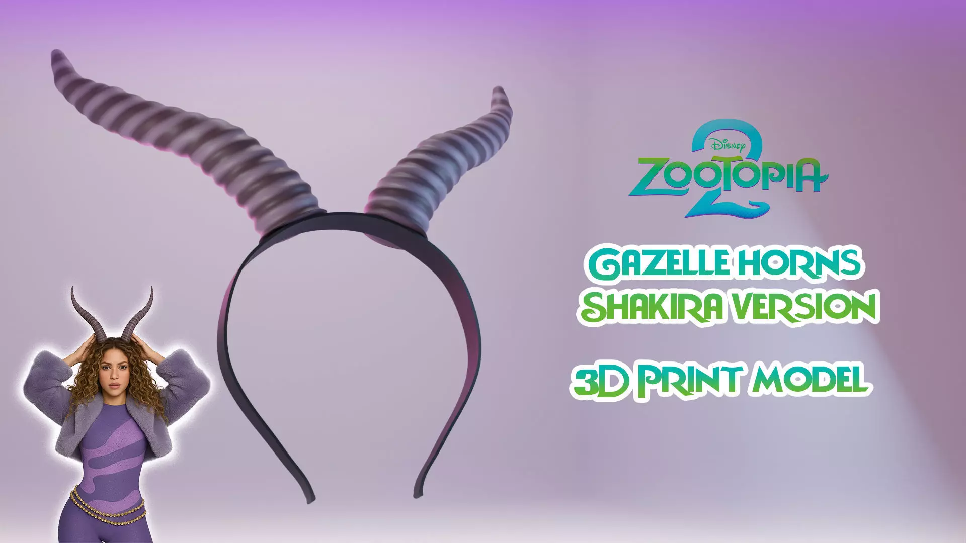 Gazzelle Horn Headband - Shakira - Zootopia - Halloween Costume 3D print model_1