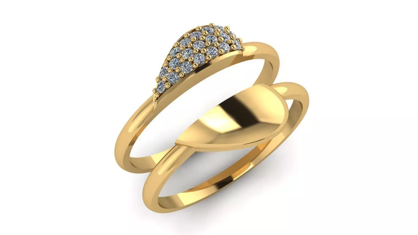 Double heart ring 3D print model_0