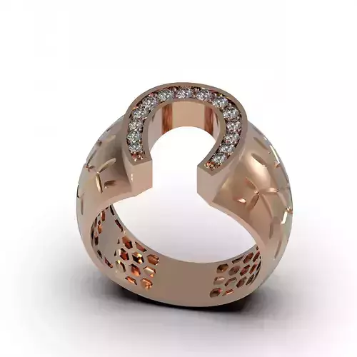 Horse Shoe Mens Gem Ring