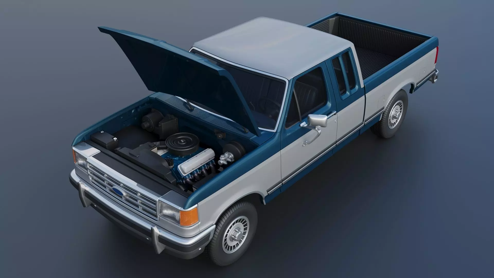 Pickup Truck F-150 SuperCab 1987 3D print model_20