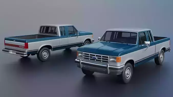 Pickup Truck F-150 SuperCab 1987 3D print model 3