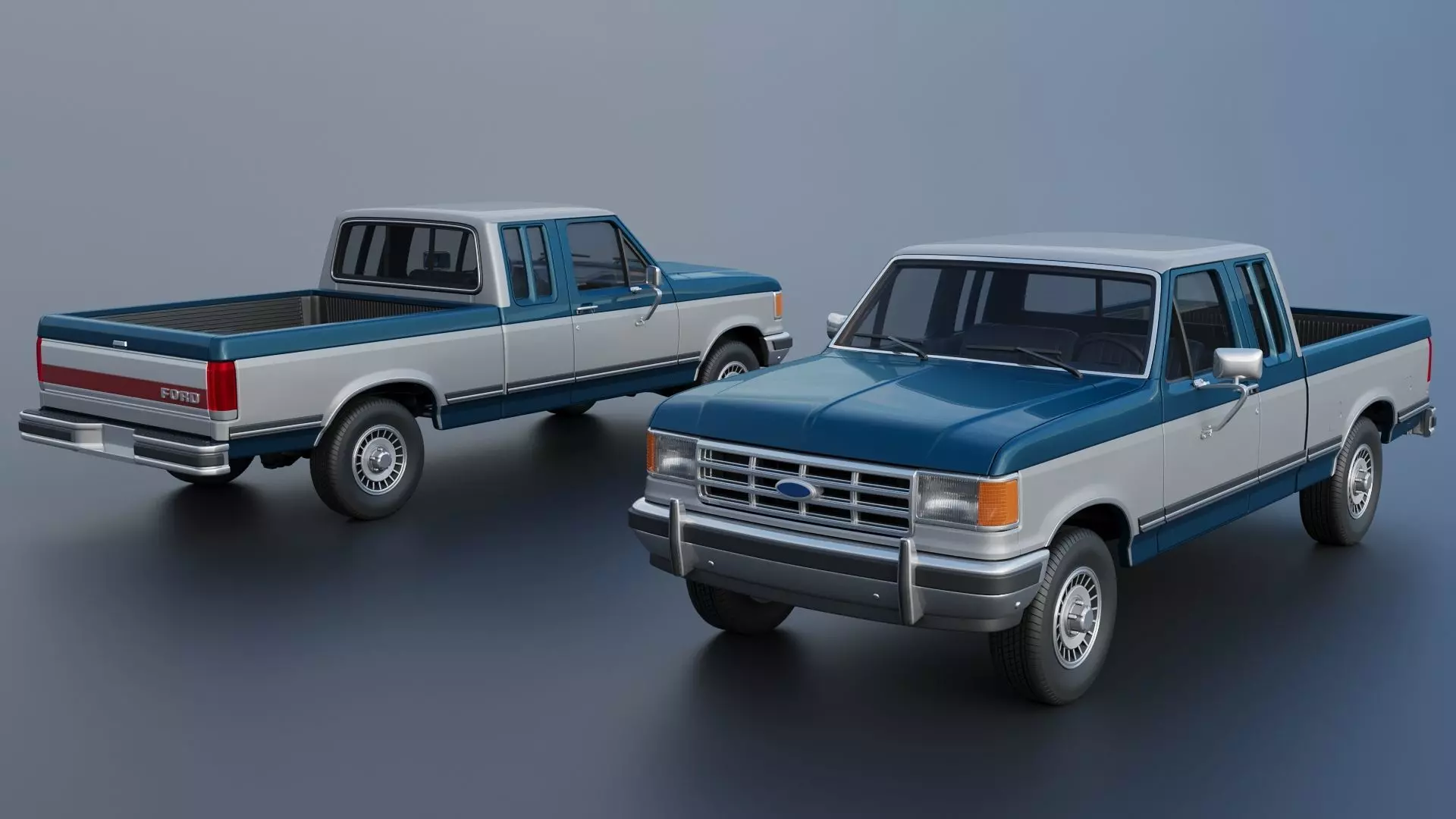Pickup Truck F-150 SuperCab 1987 3D print model_2