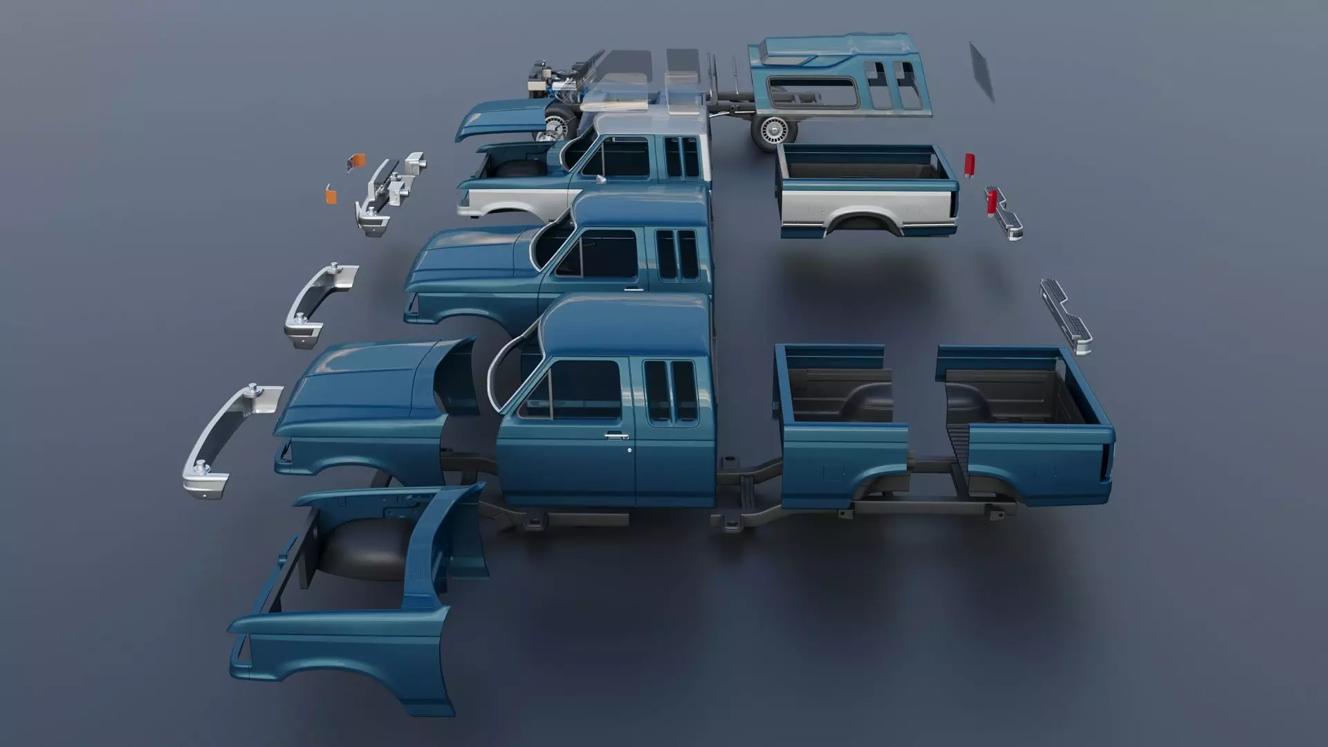 Pickup Truck F-150 SuperCab 1987 3D print model_23