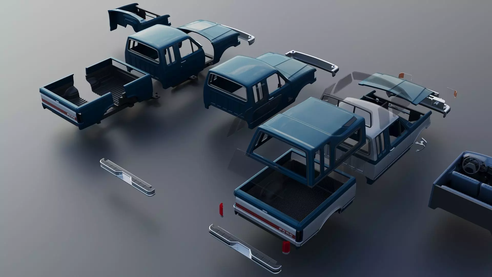 Pickup Truck F-150 SuperCab 1987 3D print model_26