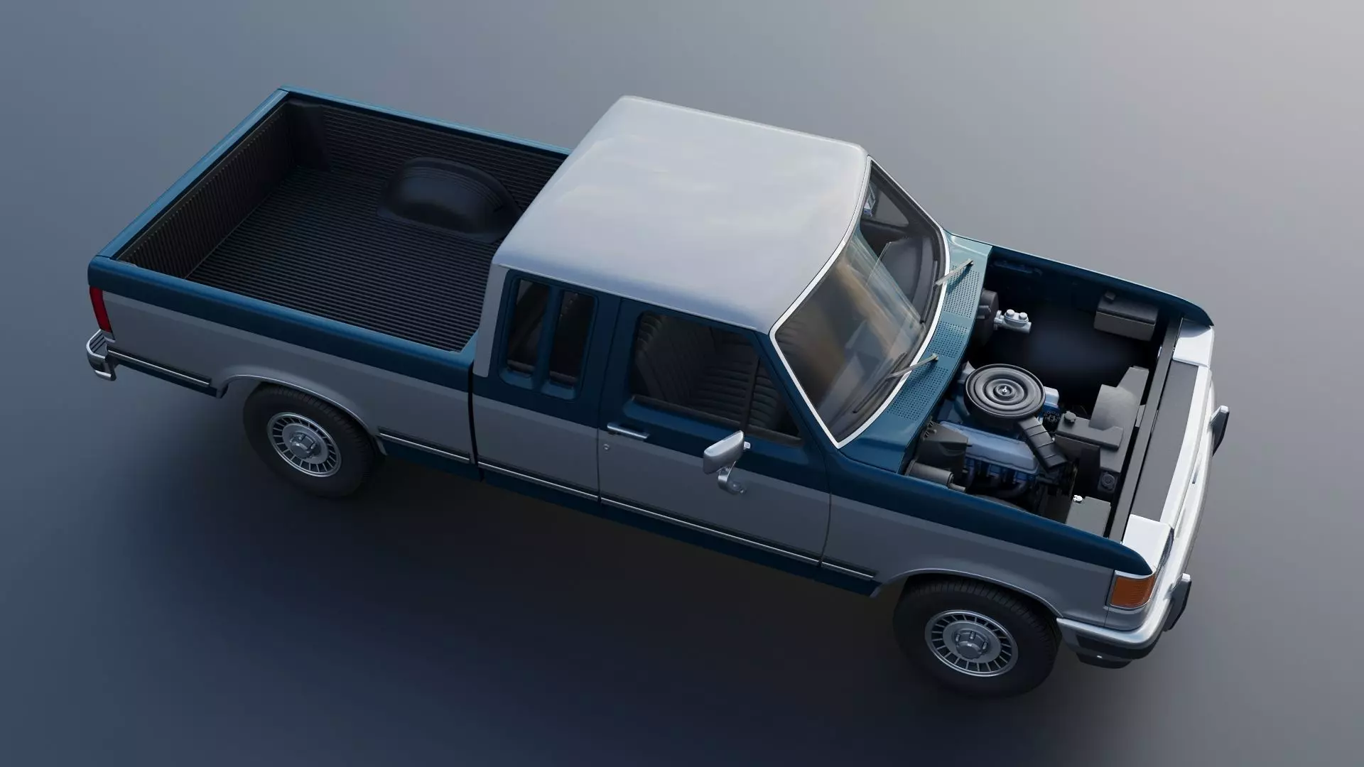 Pickup Truck F-150 SuperCab 1987 3D print model_21