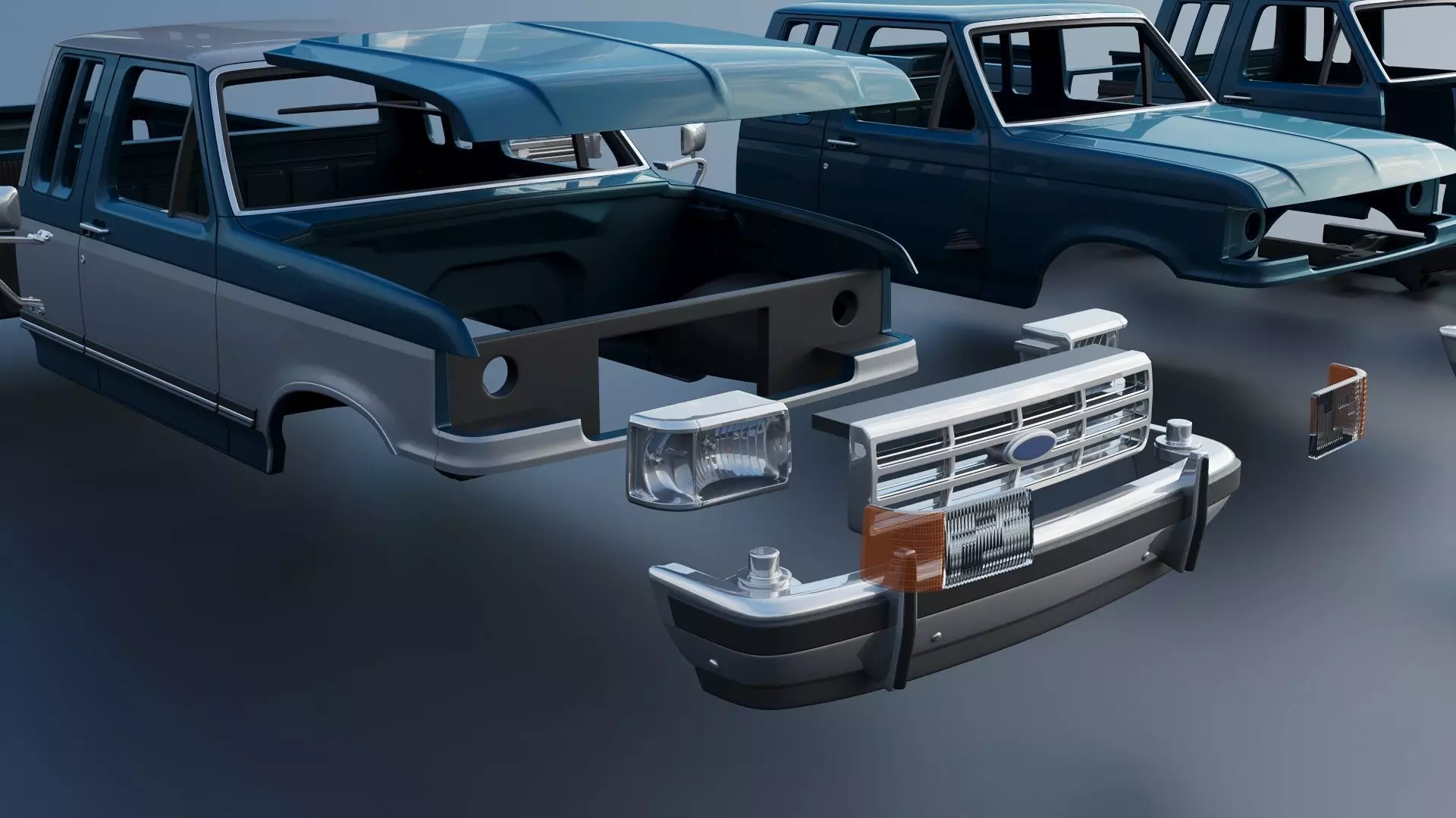 Pickup Truck F-150 SuperCab 1987 3D print model_27