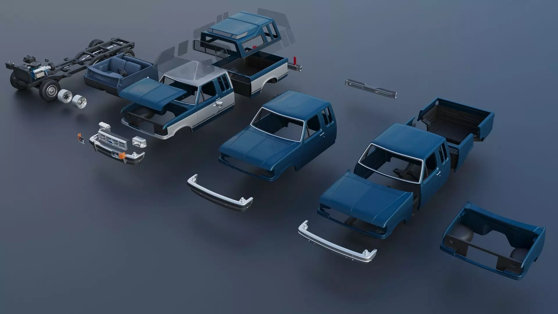 Pickup Truck F-150 SuperCab 1987 3D print model_22