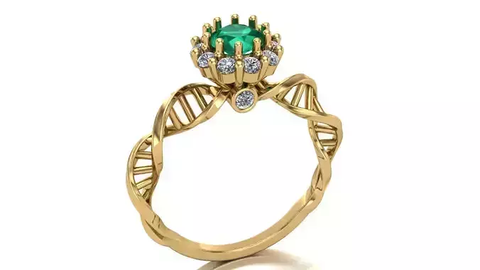 Biomedical ring with DNA-shaped shank - Anel Biomedicina